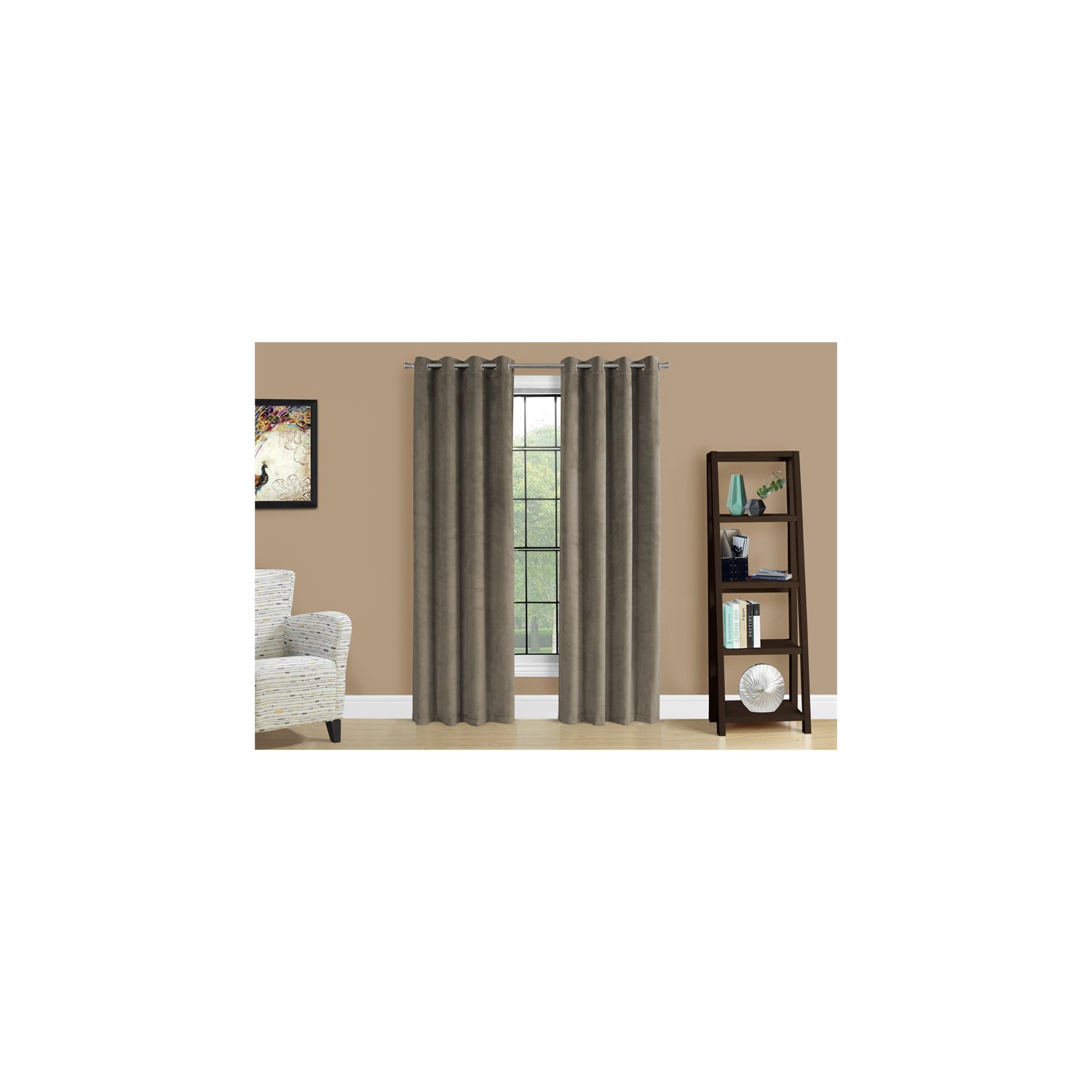 Monarch Specialties I 9827 Rideaux 2 pcs 52"L X 95"H Taupe Obscurcissant