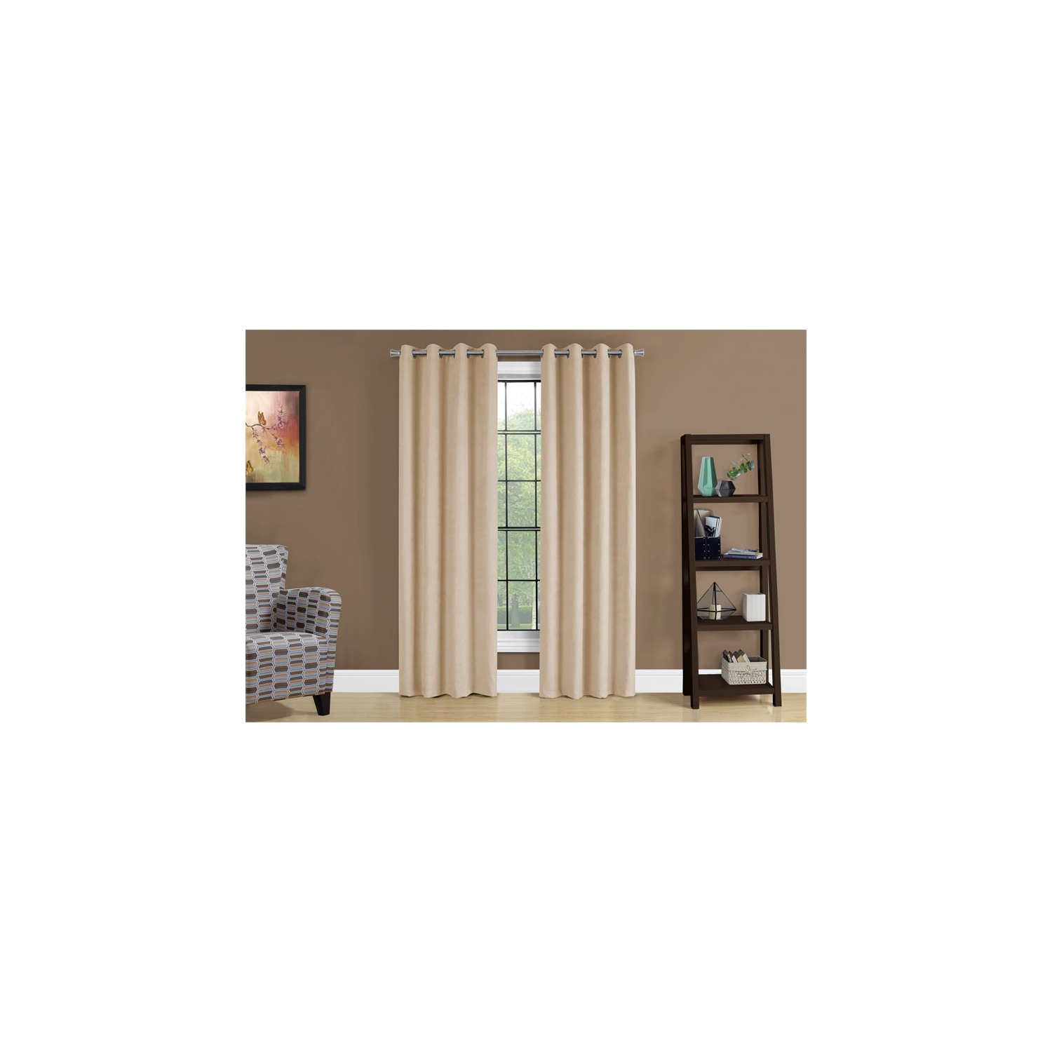 Monarch Specialties i 9800 curtain panel 2pcs 54"w x 84"h beige room darkening