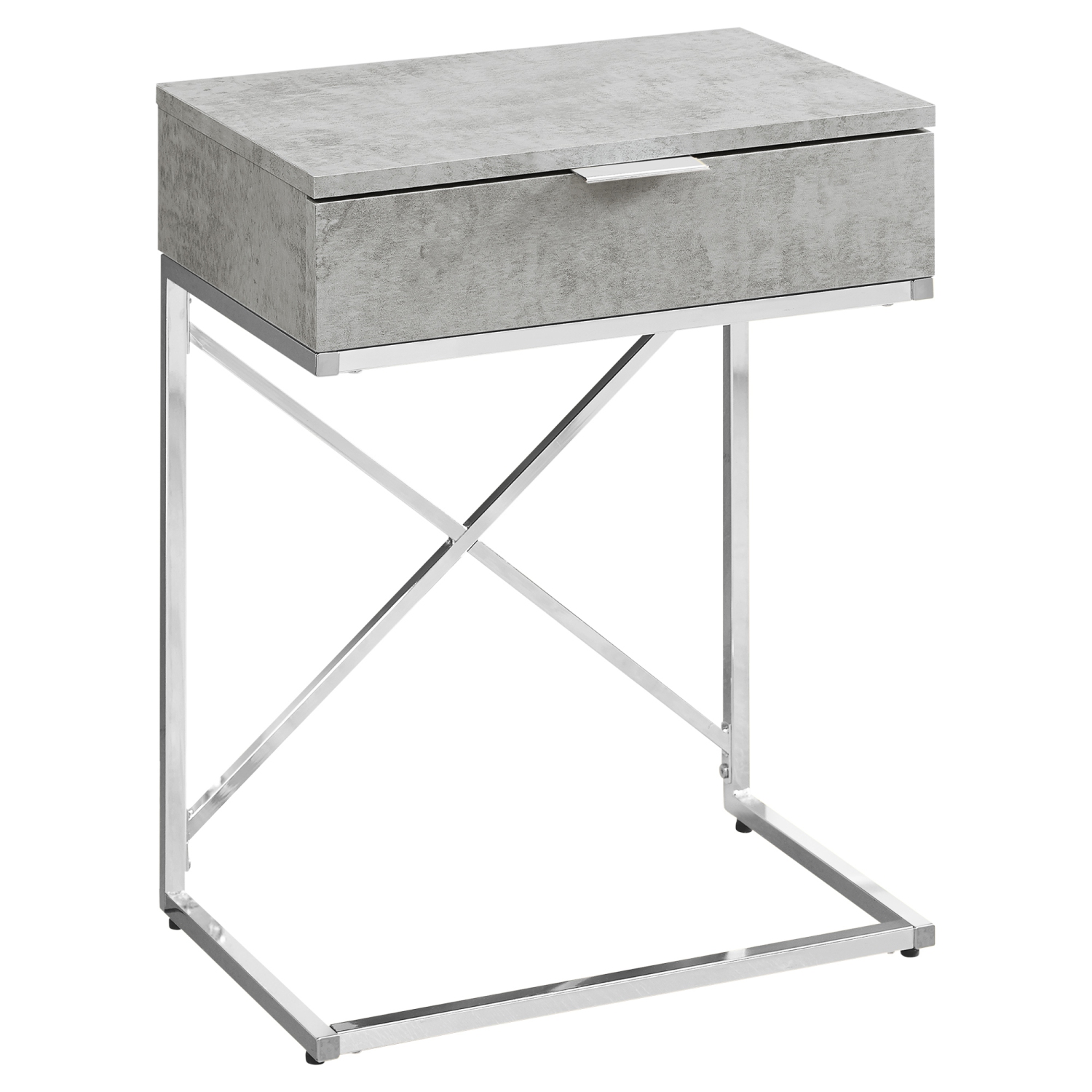 Monarch Specialties i 3471 accent table 24"h grey cement and chrome metal