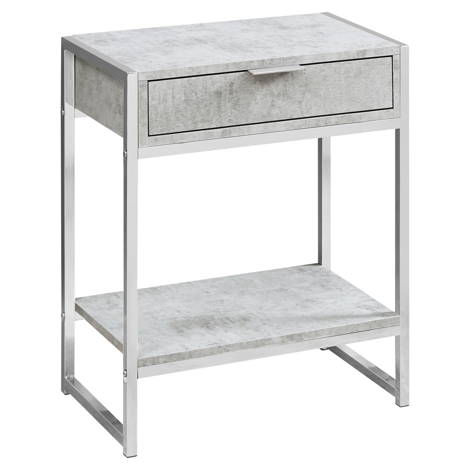 Monarch Specialties i 3481 accent table 24"h grey cement and chrome metal