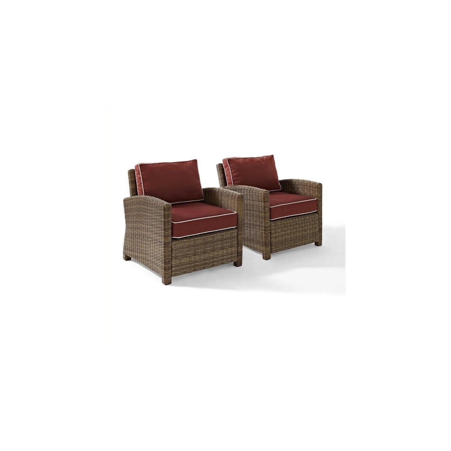 3 Piece Patio Wicker Sofa Set with Sofa and Set of 2 Chairs in Sangria