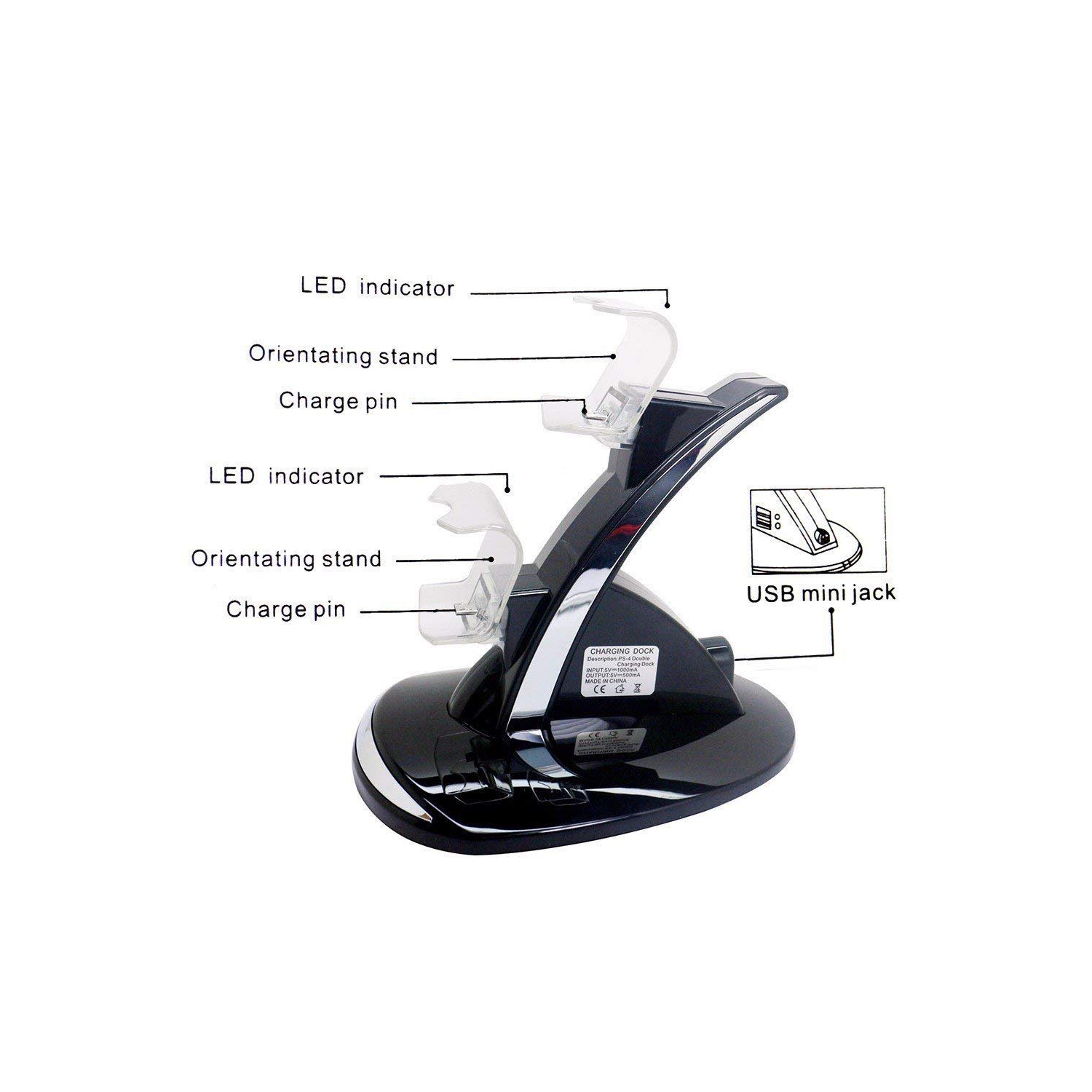 Playstation 4 Charger & Pro Playstation Controller Charger Dual USB Charging Station Stand Docking Playstation 4 PS4 Slim