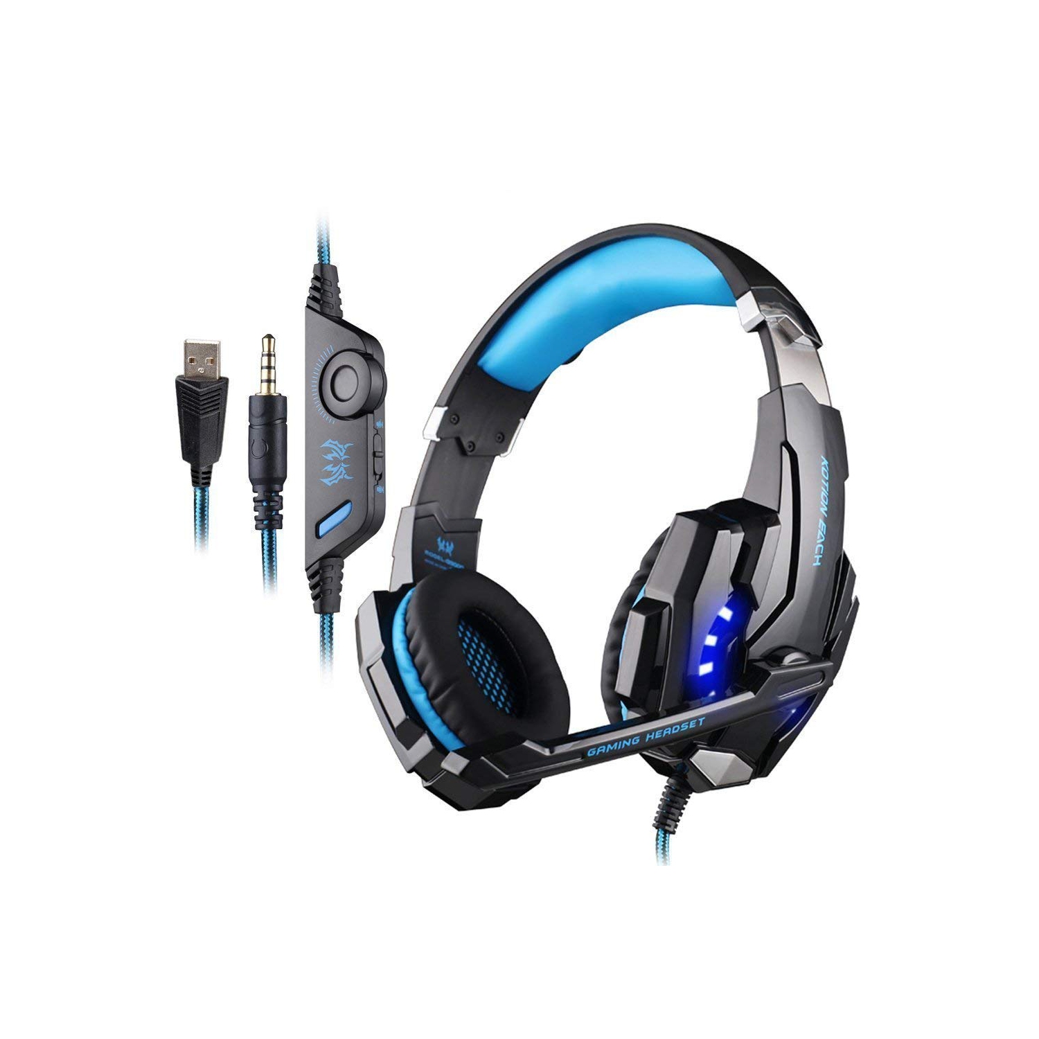 Gaming Over-Ear Headset for PS5 PS4 Switch Xbox One, Gaming Clear Sound Headphones All-IN-One with Mic Stereo Surround Noise Reduction LED Lights Volume Control for Laptop, PC, Tablet, Cellphone