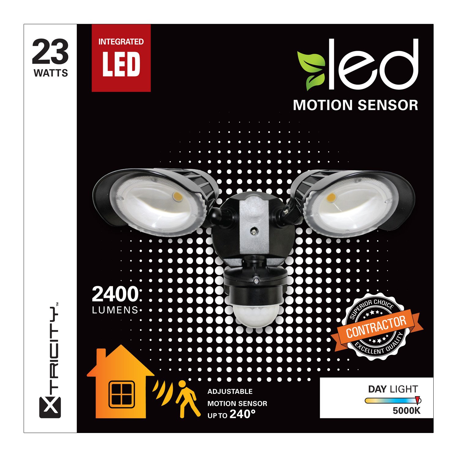 Capteur de mouvement à DEL Xcentricité 2 têtes 23 W/5000 k/2400 L noir