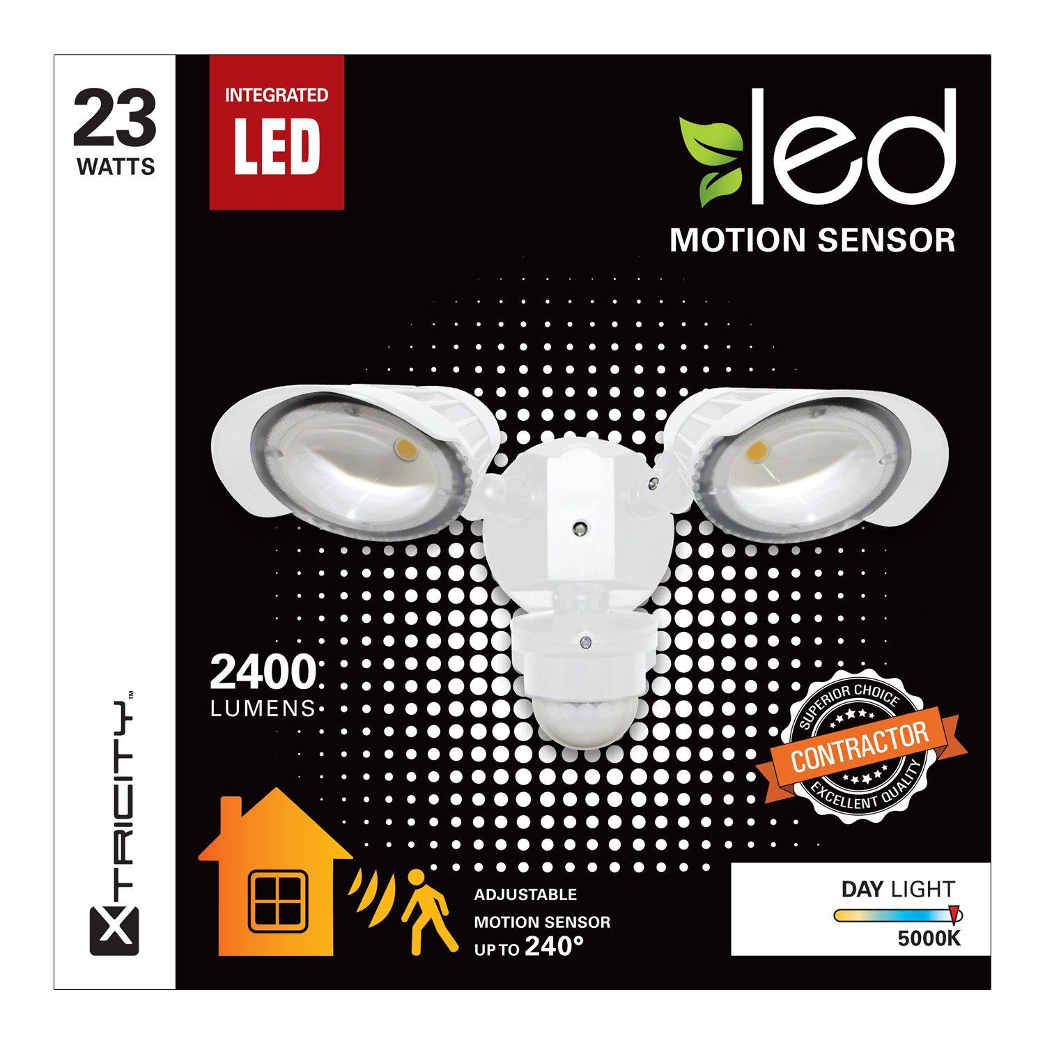 Xtricity Detecteur de Mouvement 2 tetes DEL 23w 5000k 2400l Blanc