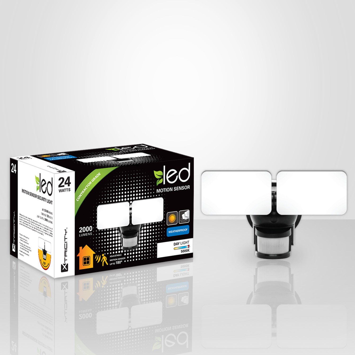 Xtricity Outdoor security light 2 heads LED 24W/5000k2000L