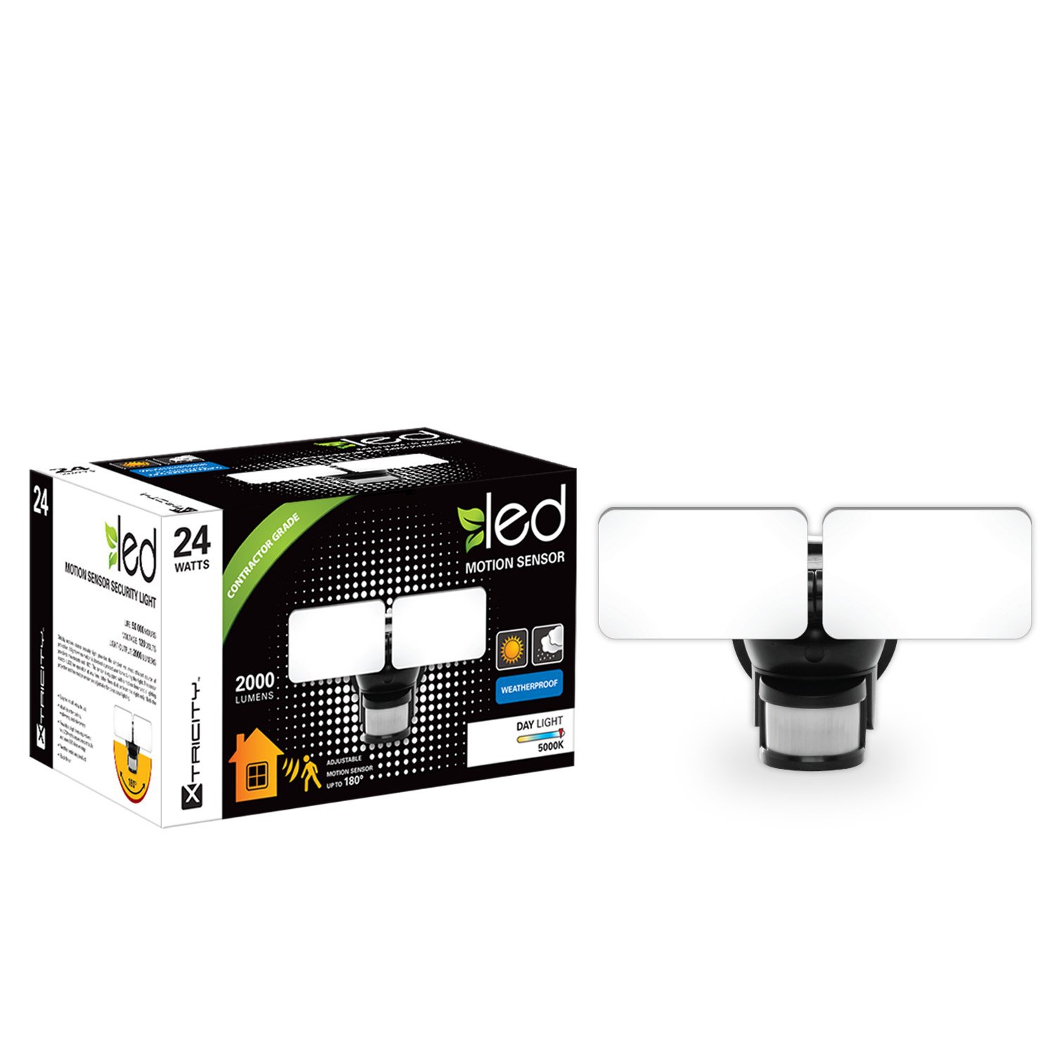 Xtricity Outdoor security light 2 heads LED 24W/5000k2000L