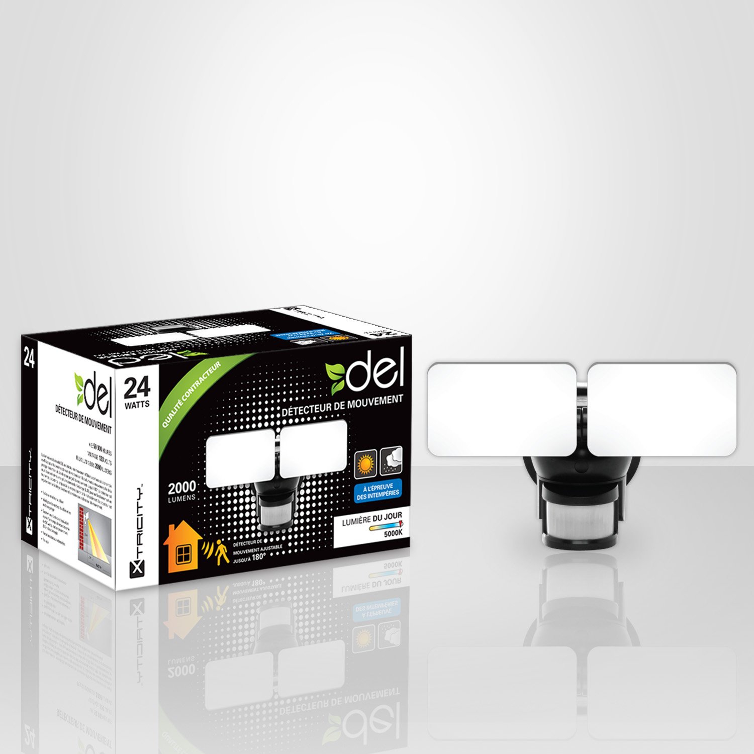 Xtricity Outdoor security light 2 heads LED 24W/5000k2000L