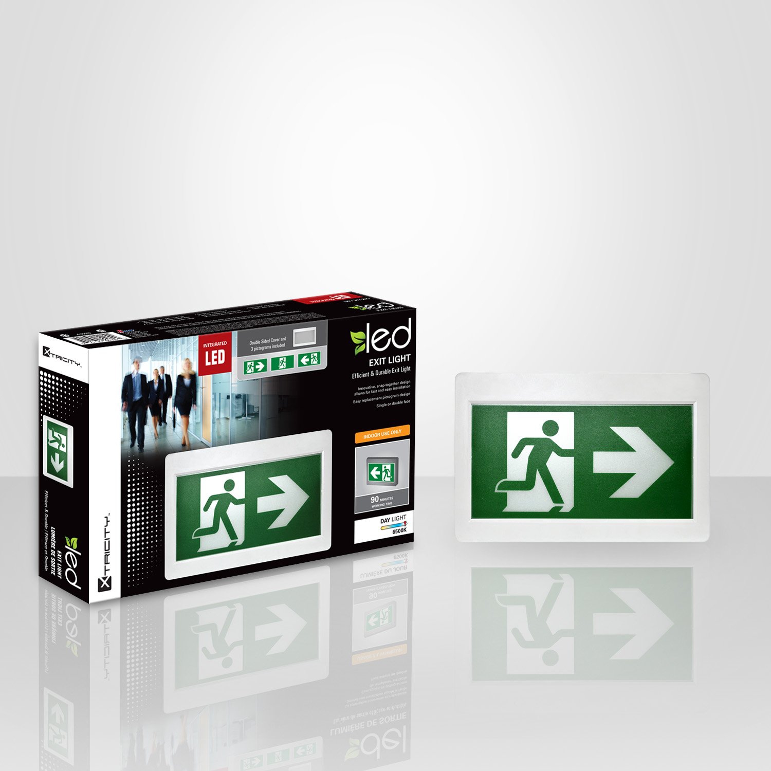 Xtricity LED emergency exit light with 3 pictograms