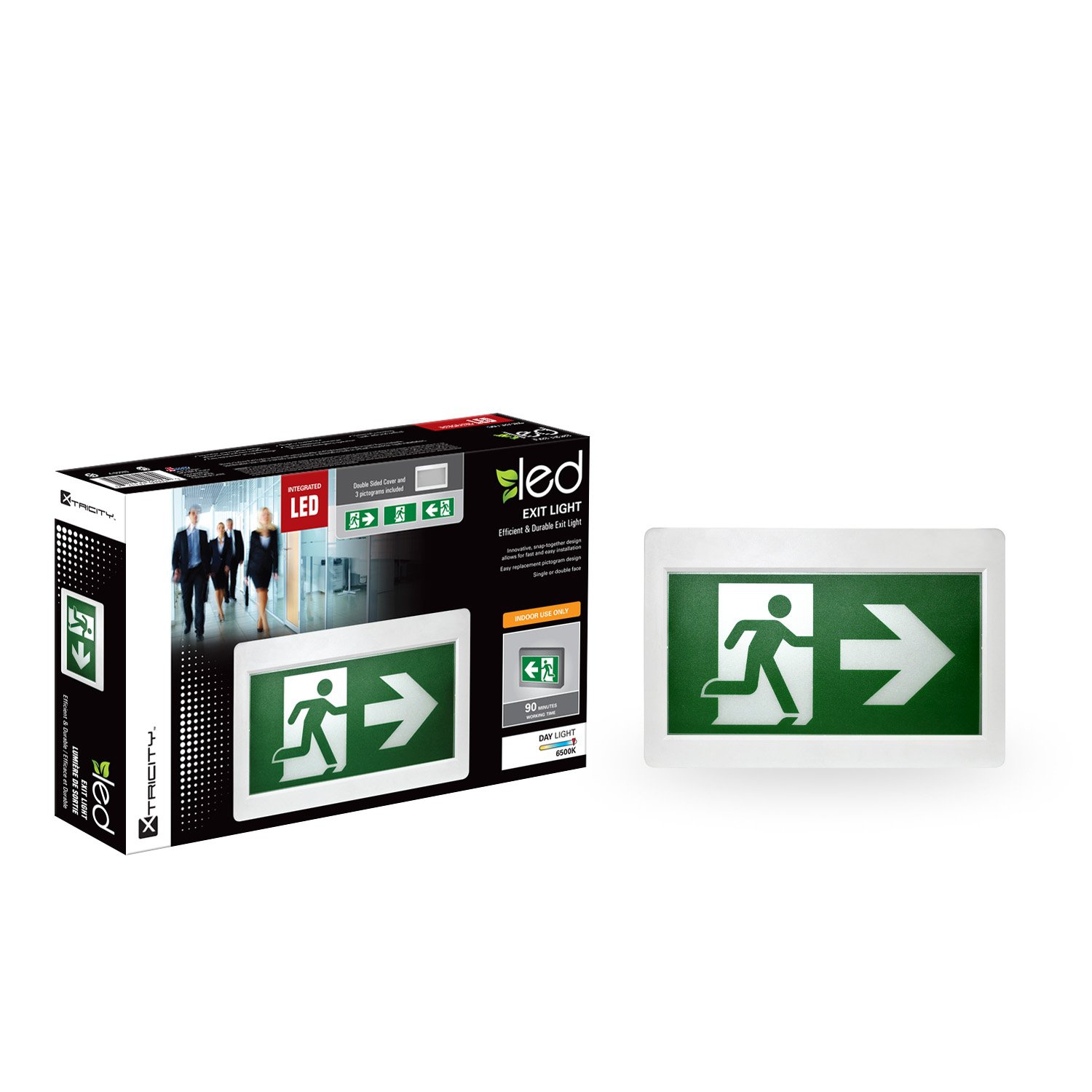 Xtricity LED emergency exit light with 3 pictograms
