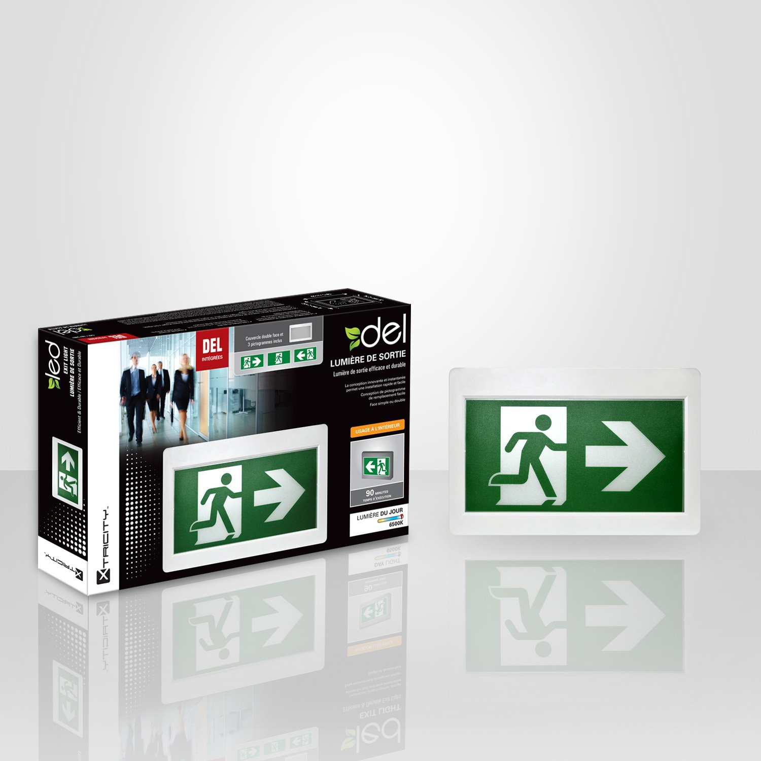 Xtricity LED emergency exit light with 3 pictograms