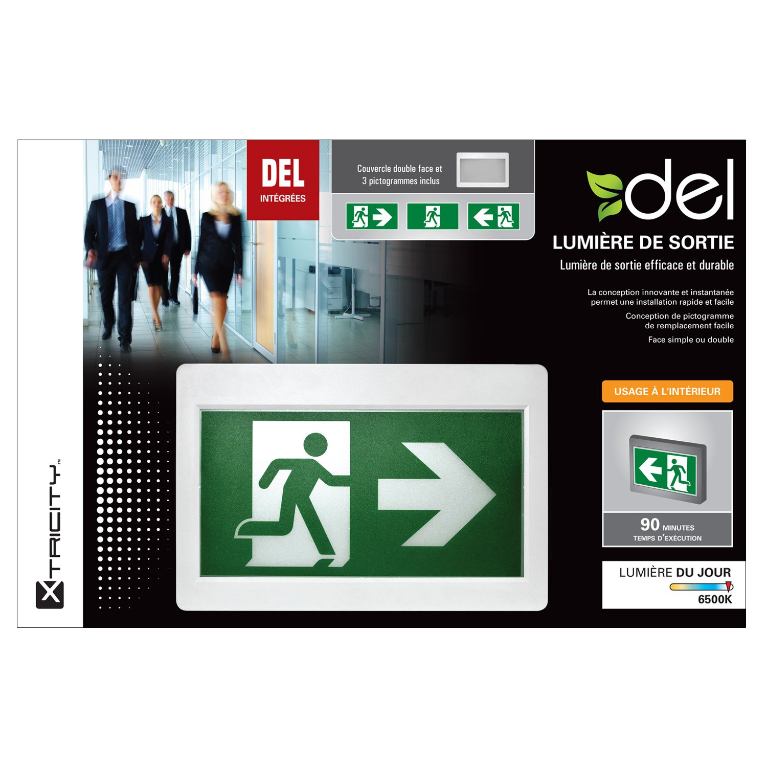 Xtricity LED emergency exit light with 3 pictograms