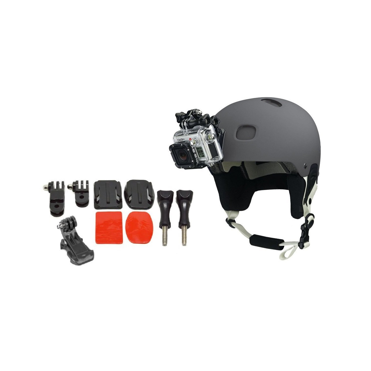 Extension robuste pour casque avec bras courbé d’Ultimaxx, support adhésif 3M avec boucles, pour toutes les caméras Hero GoPro