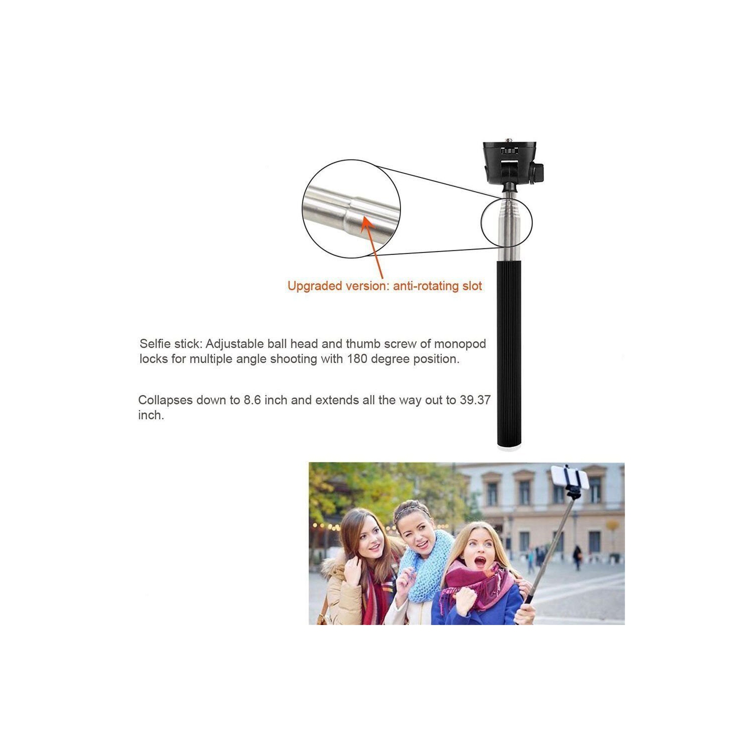 La perche à égoportrait d’Ultimaxx avec adaptateur pour appareil photo reflex numérique, appareil photo reflex numérique et toutes les caméras GoPro