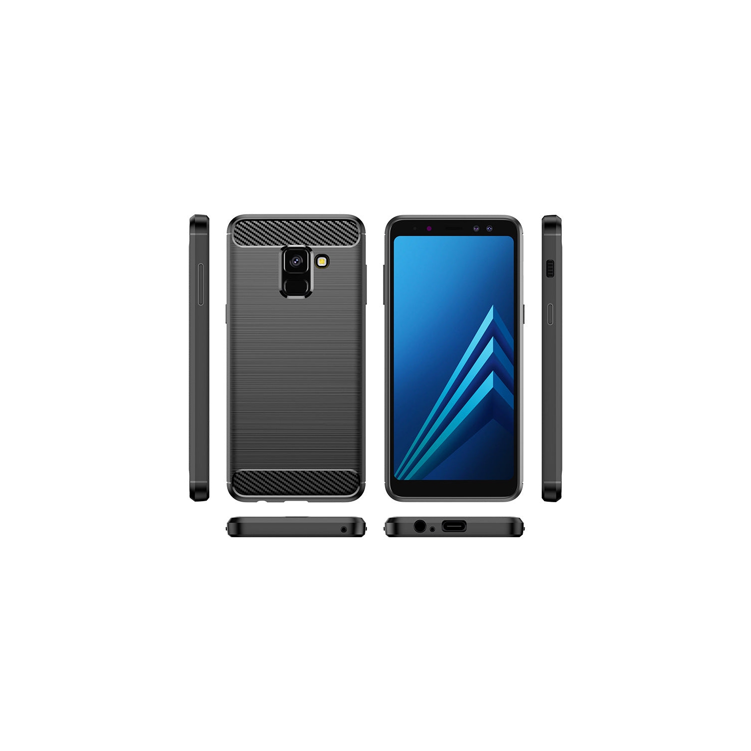 PANDACO Black Brushed Metal Case for Samsung Galaxy A8