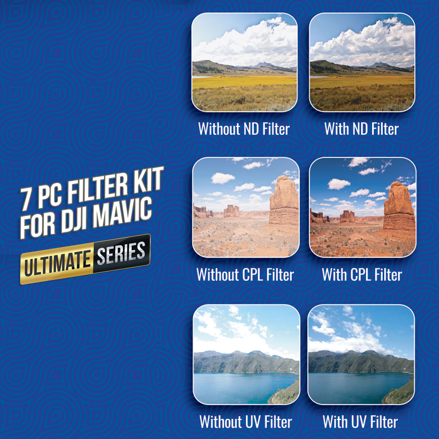 Ultimaxx 7PC MAVIC PRO FILTER KIT-UV,CPL,CPL/ND4,CPL/ND8,CPL/ND16