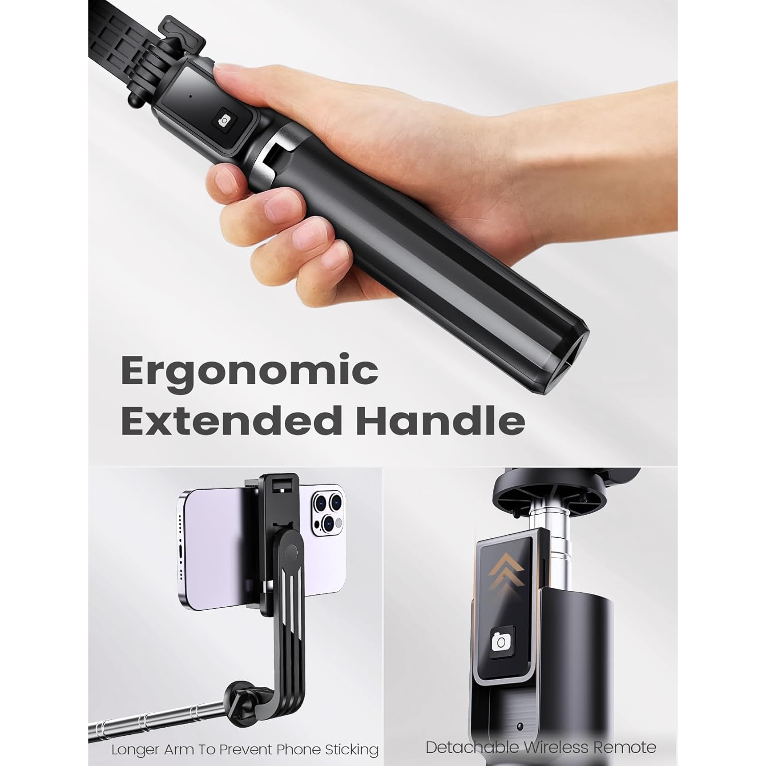 Trépied pour perche à égoportrait avec télécommande sans fil, support portatif pour téléphone de voyage, ajustable pour iPhone de 4 à 7&nbsp;po,