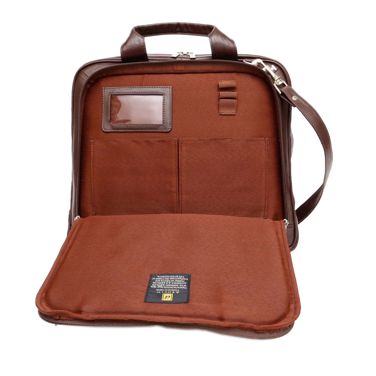 Ashlin Alastar 15"" Leather Briefcase - Dark Brown