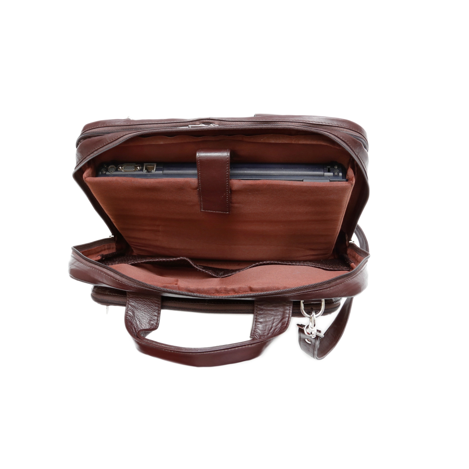 Ashlin Alastar 15"" Leather Briefcase - Dark Brown