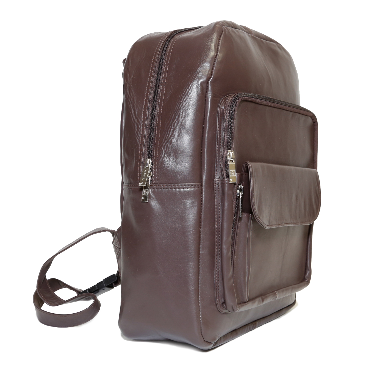 Ashlin Naples 15" Leather Knapsack - Dark Brown