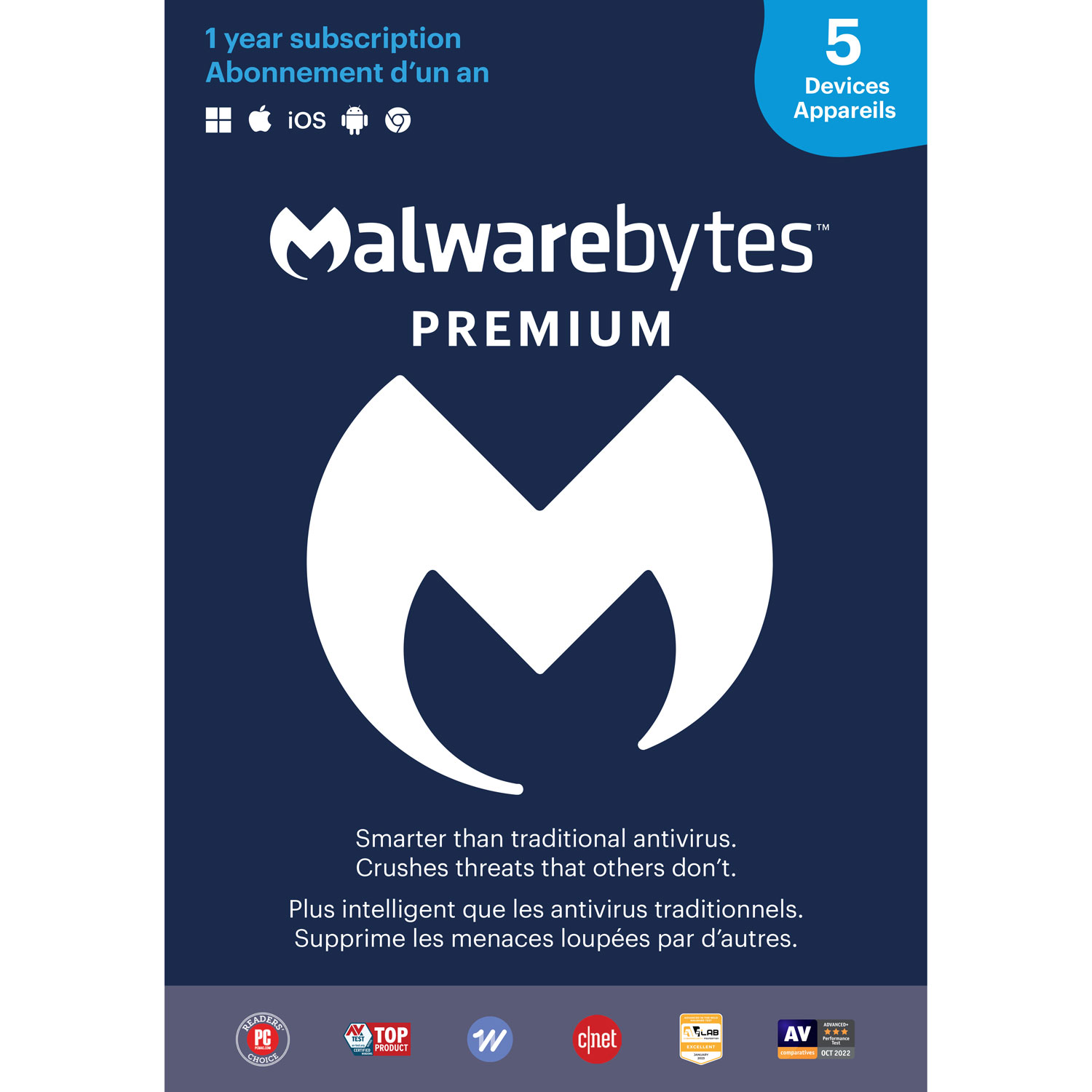 Malwarebytes - 5 appareils - 1 an