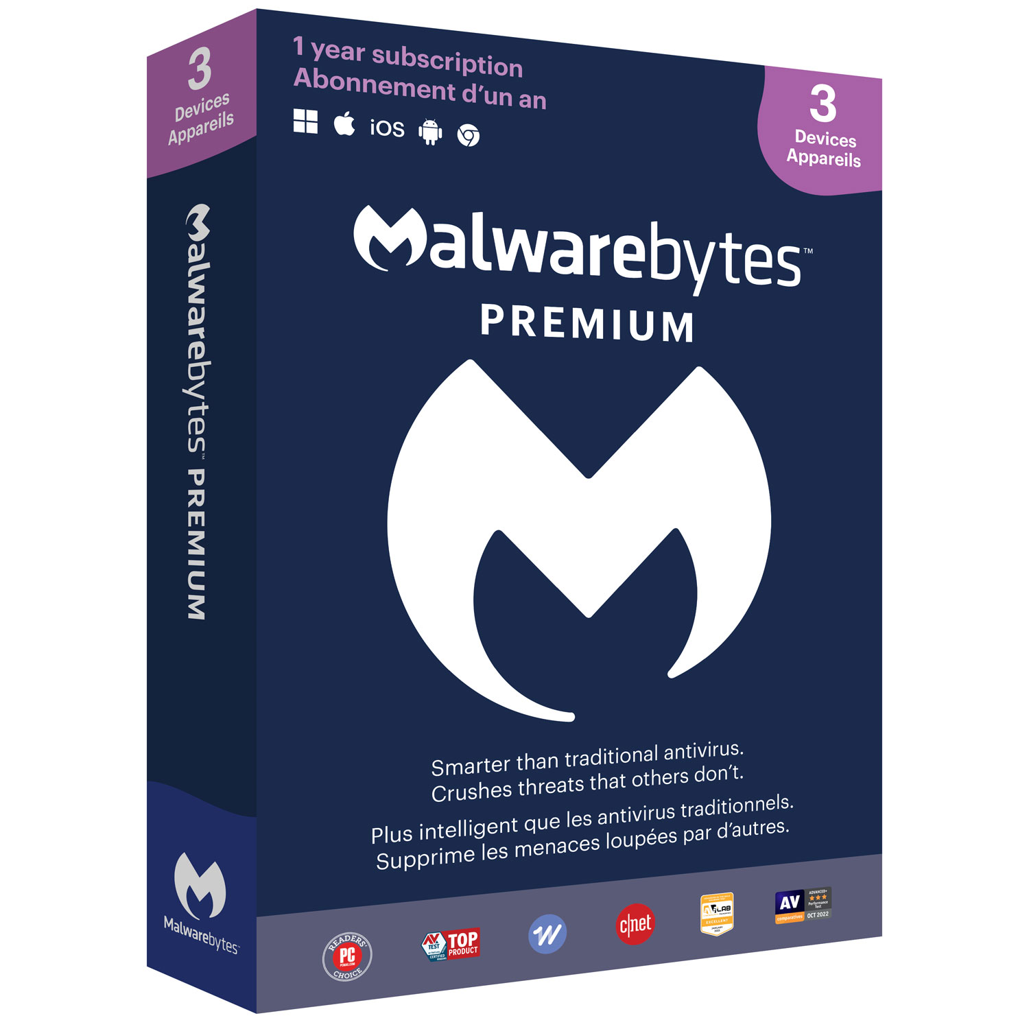 Malwarebytes - 3 appareils - 1 an