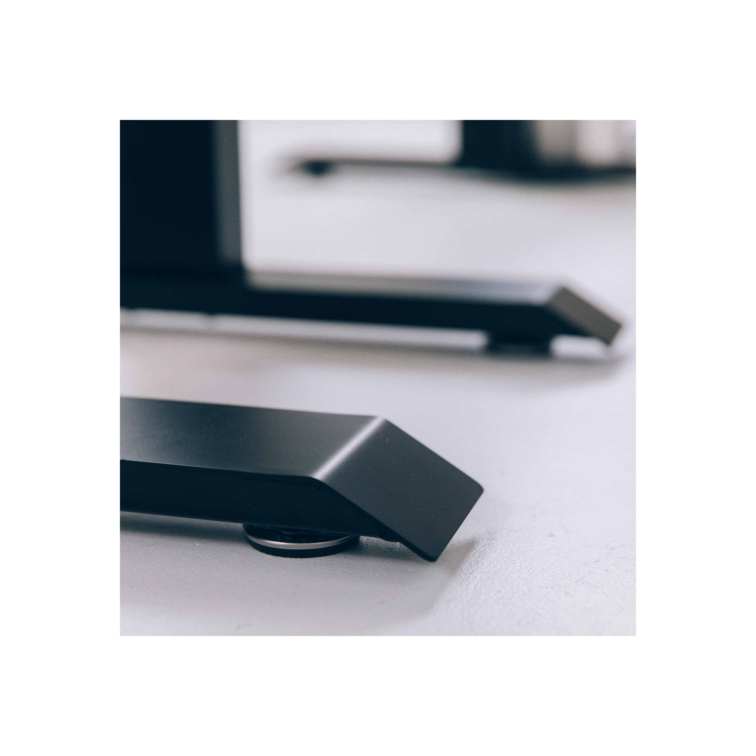 MotionGrey Height Adjustable German Electric Dual Motors Sit to Stand Computer Home and Office Standing Desk Riser - Black Frame