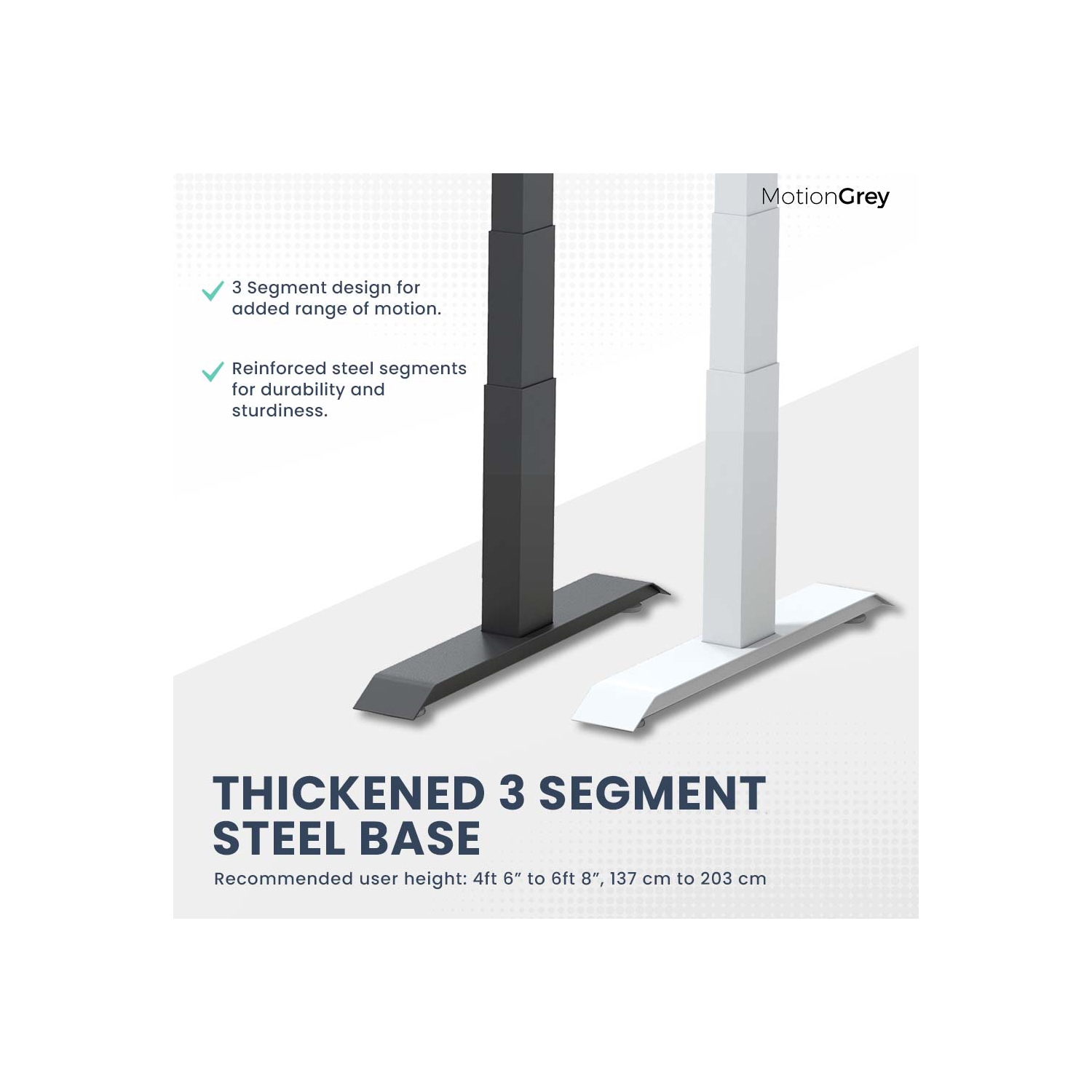 MotionGrey Height Adjustable German Electric Dual Motors Sit to Stand Computer Home and Office Standing Desk Riser - White Frame