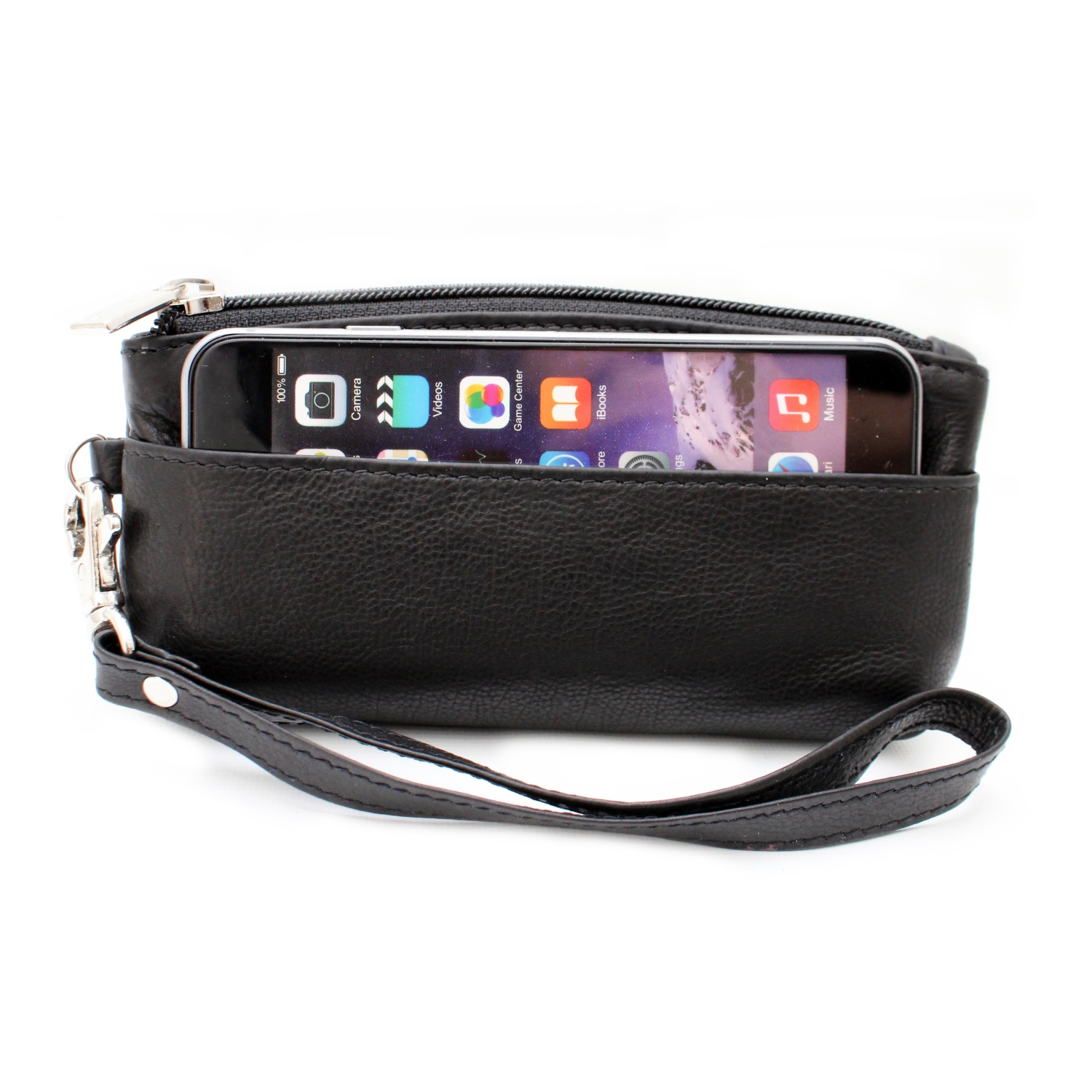 Sac à main en cuir avec dragonne Genesia d’Ashlin - Noir