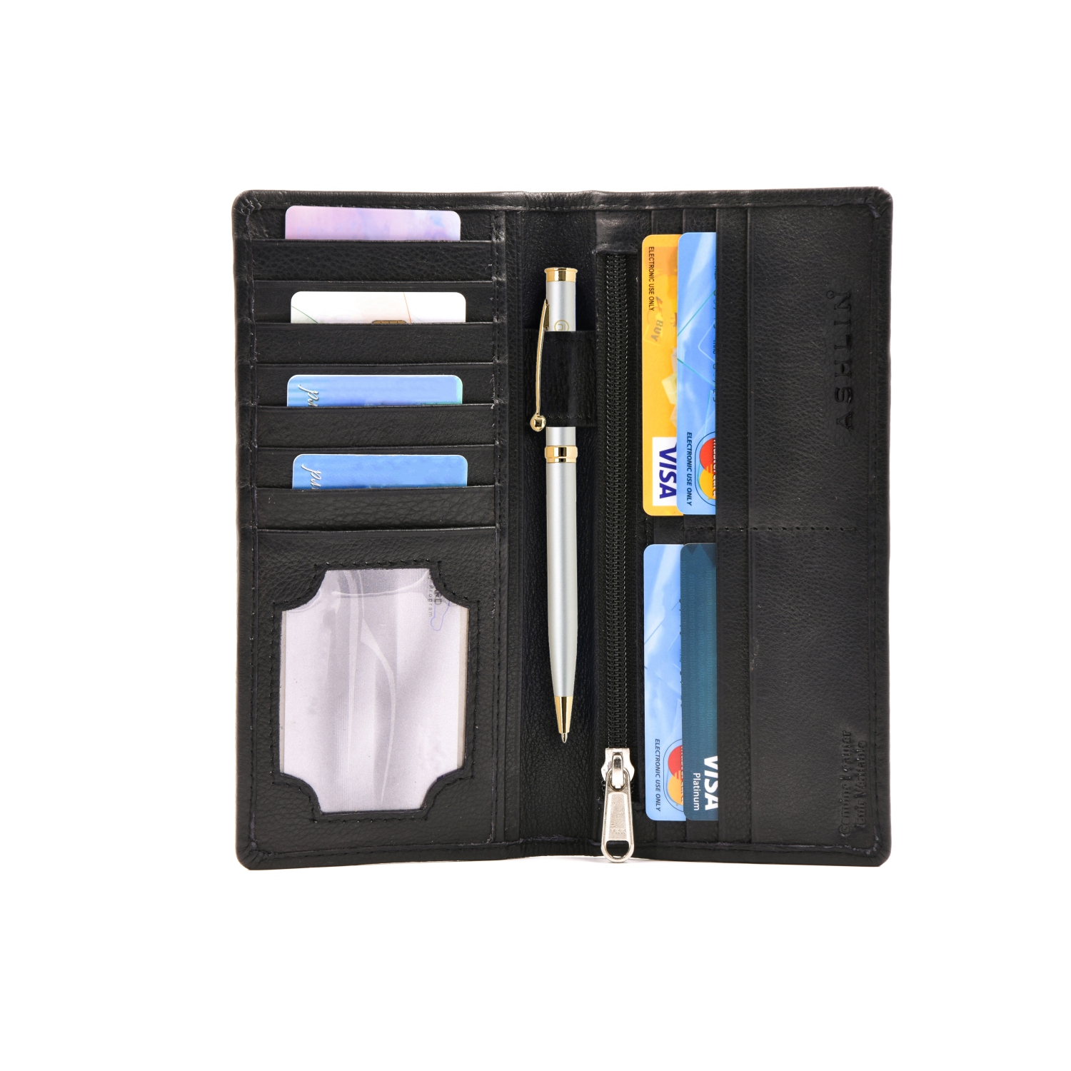 Ashlin Leather Pocket Wallet - Black