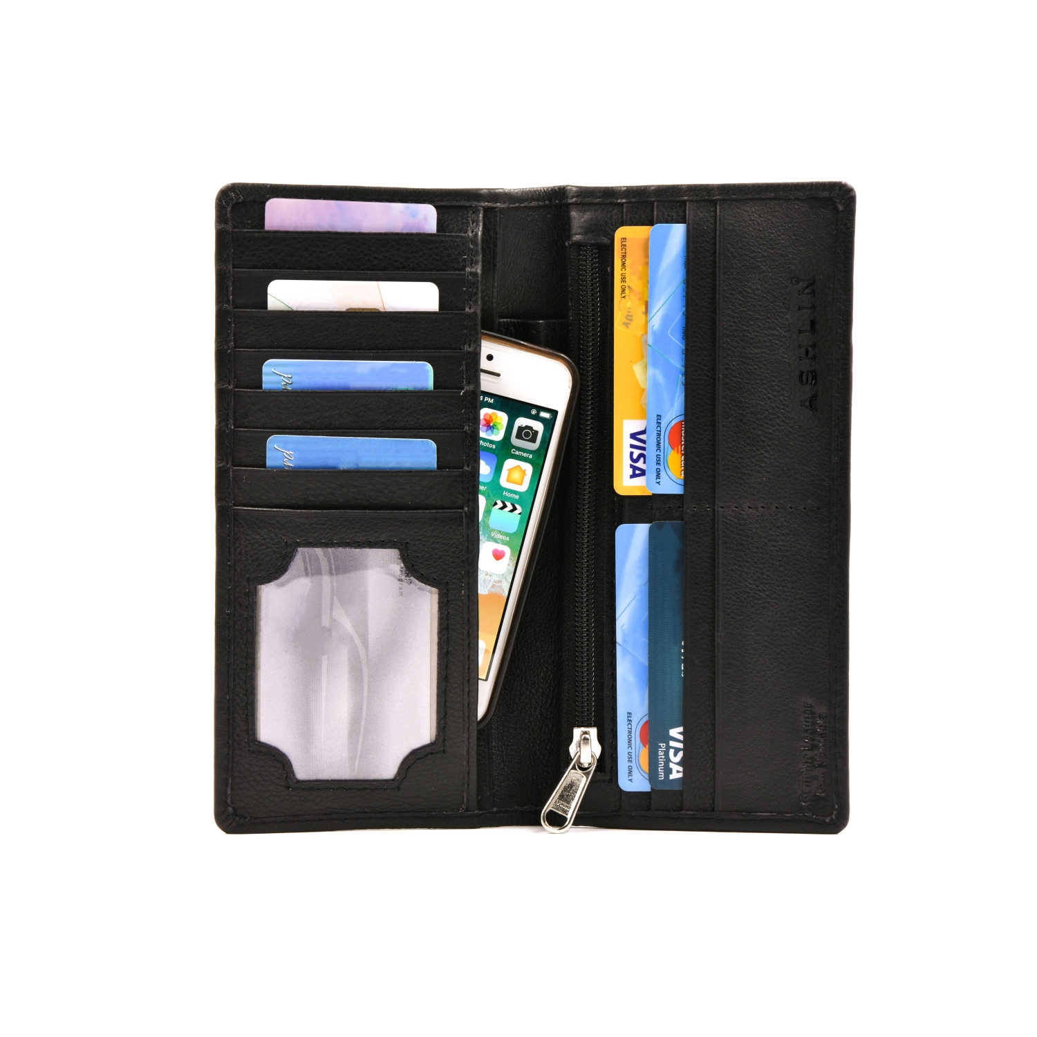 Ashlin Leather Pocket Wallet - Black