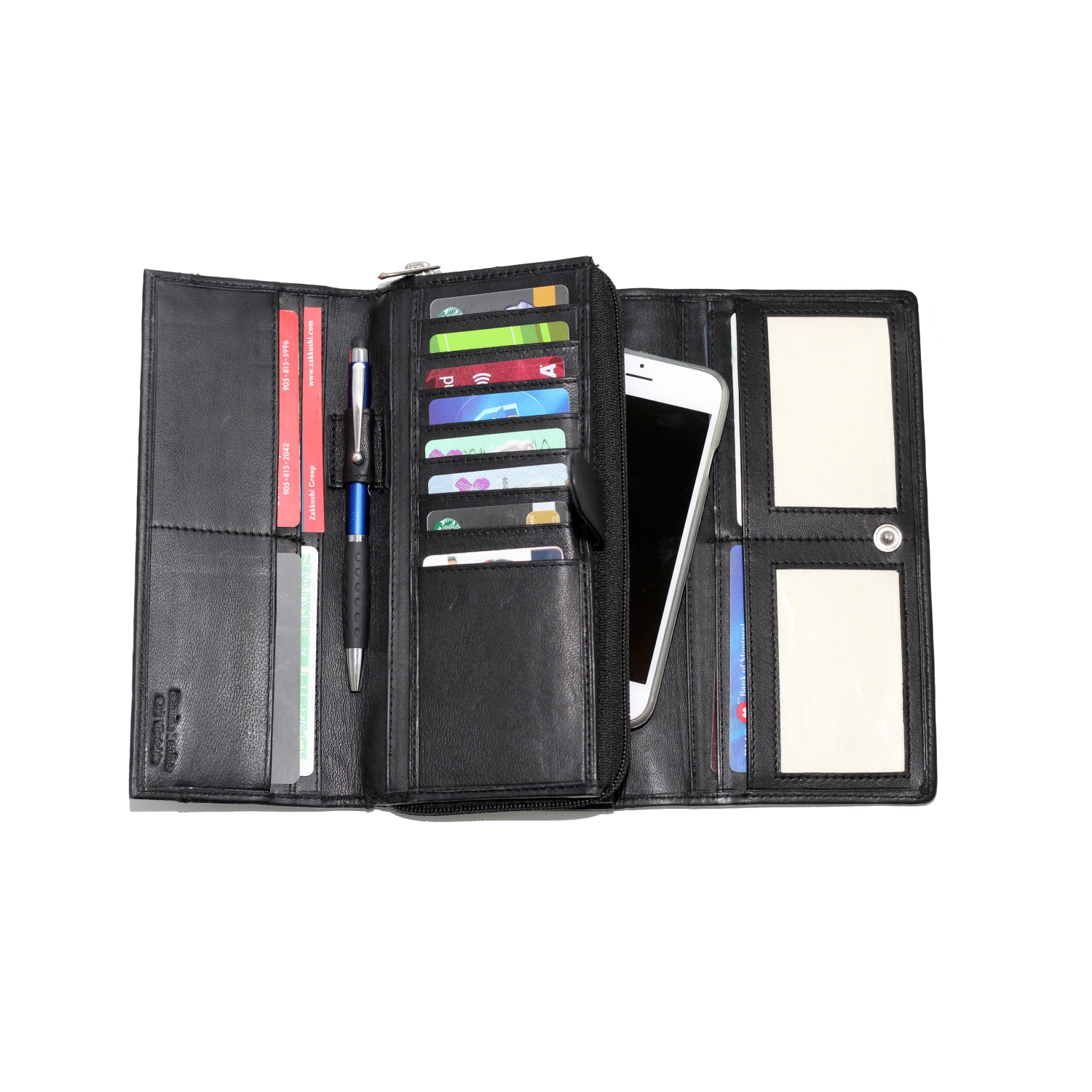 Ashlin 7" Leather Organizer Wallet - Black