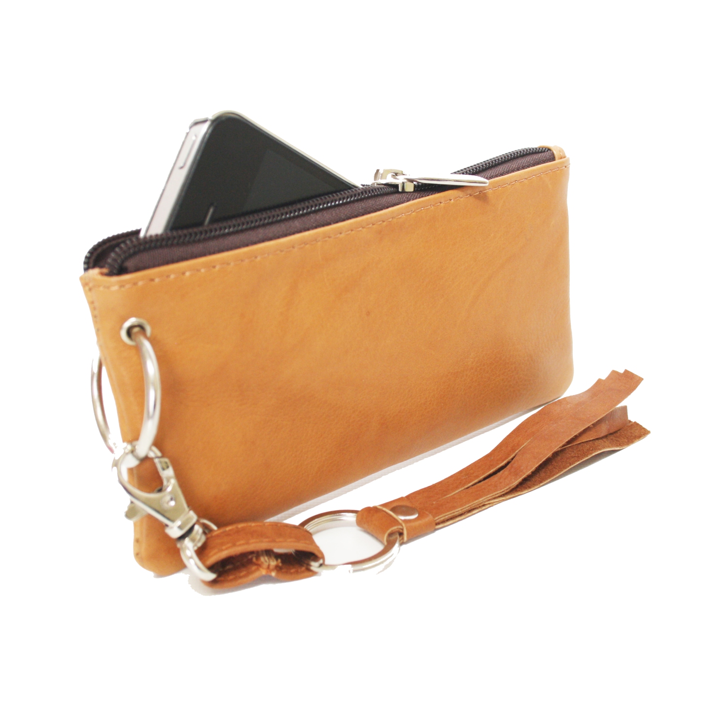 Étui-portefeuille en cuir avec dragonne Destiny d’Ashlin - Brun