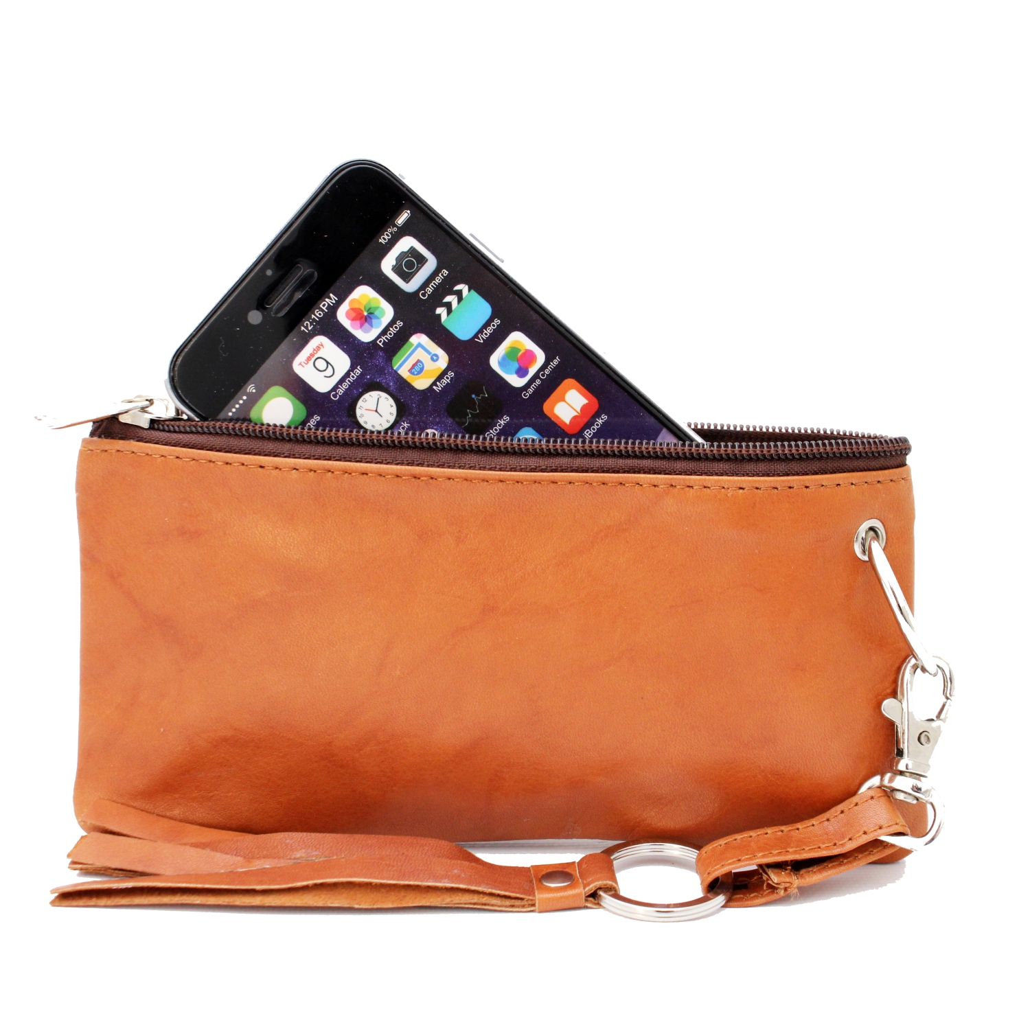 Étui-portefeuille en cuir avec dragonne Destiny d’Ashlin - Brun