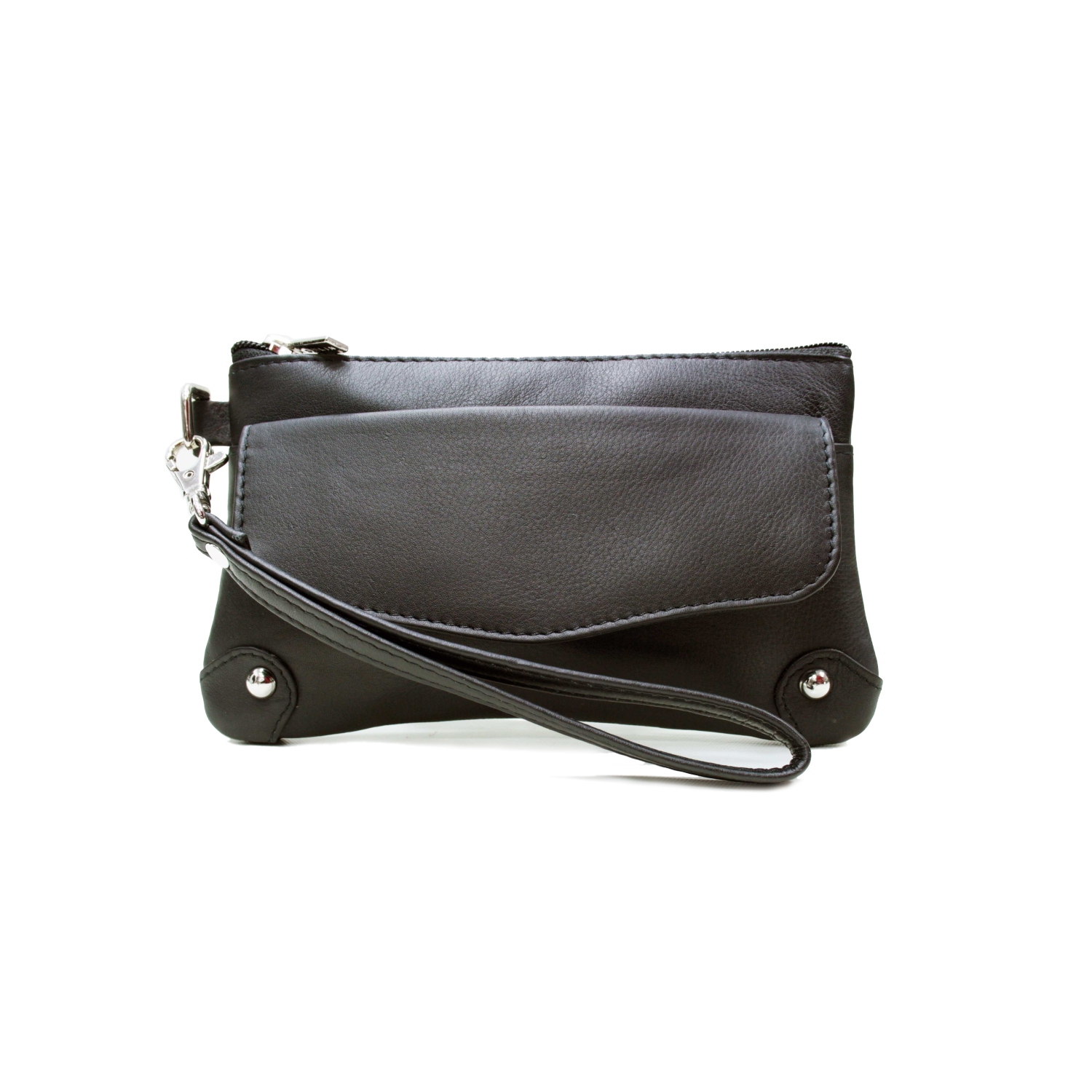 Étui-portefeuille en cuir avec dragonne Catarine d’Ashlin - Brun foncé