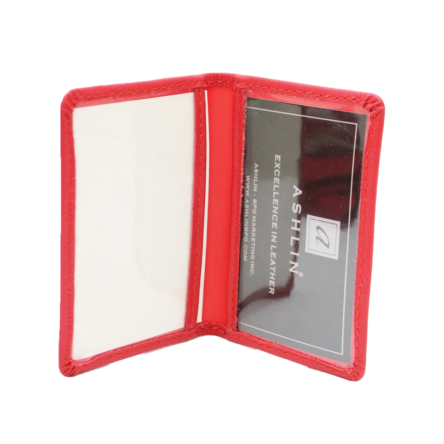 Ashlin Chatham Slim Bi-Fold Leather ID Holder - Fire Engine Red