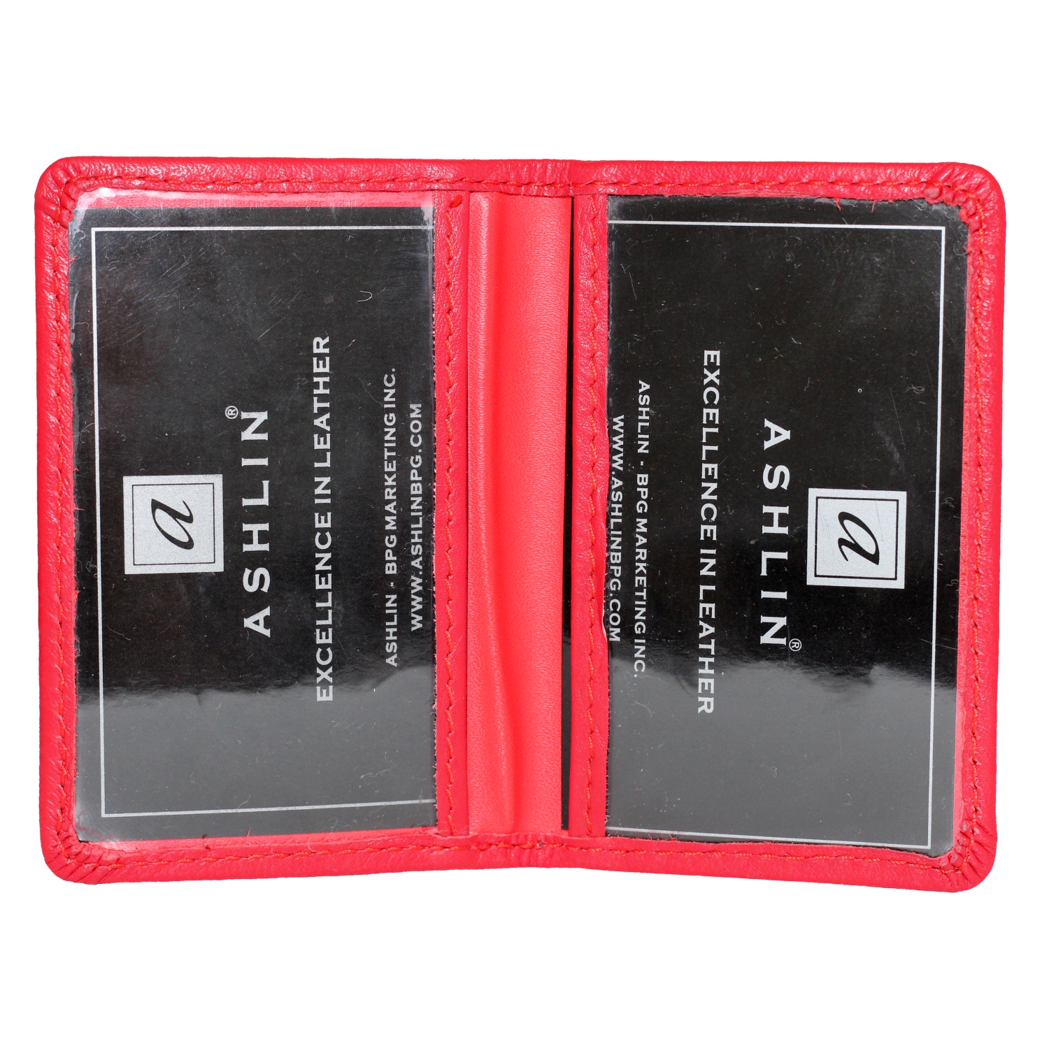 Ashlin Chatham Slim Bi-Fold Leather ID Holder - Fire Engine Red