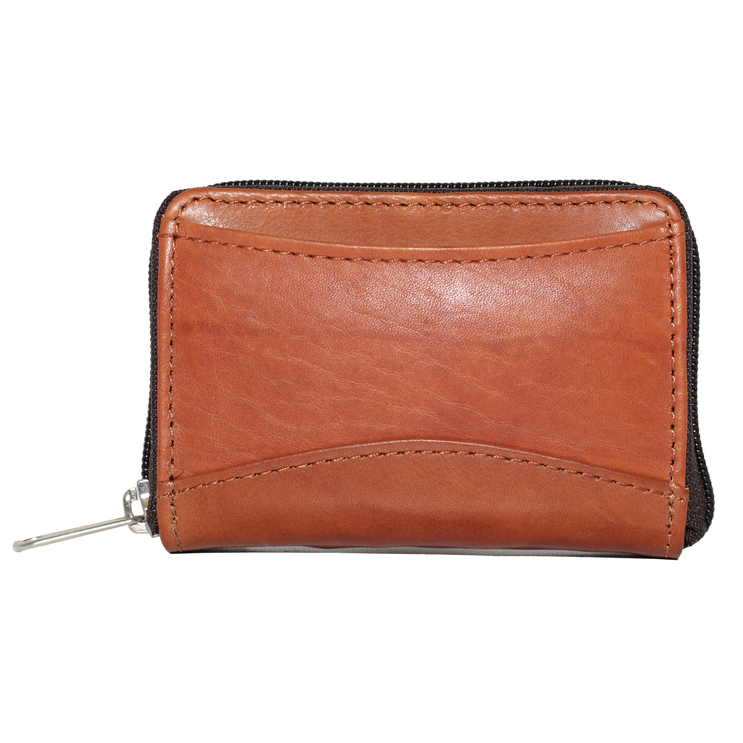 Ashlin Accordian Zippered Credit Card Case - Medium Brown