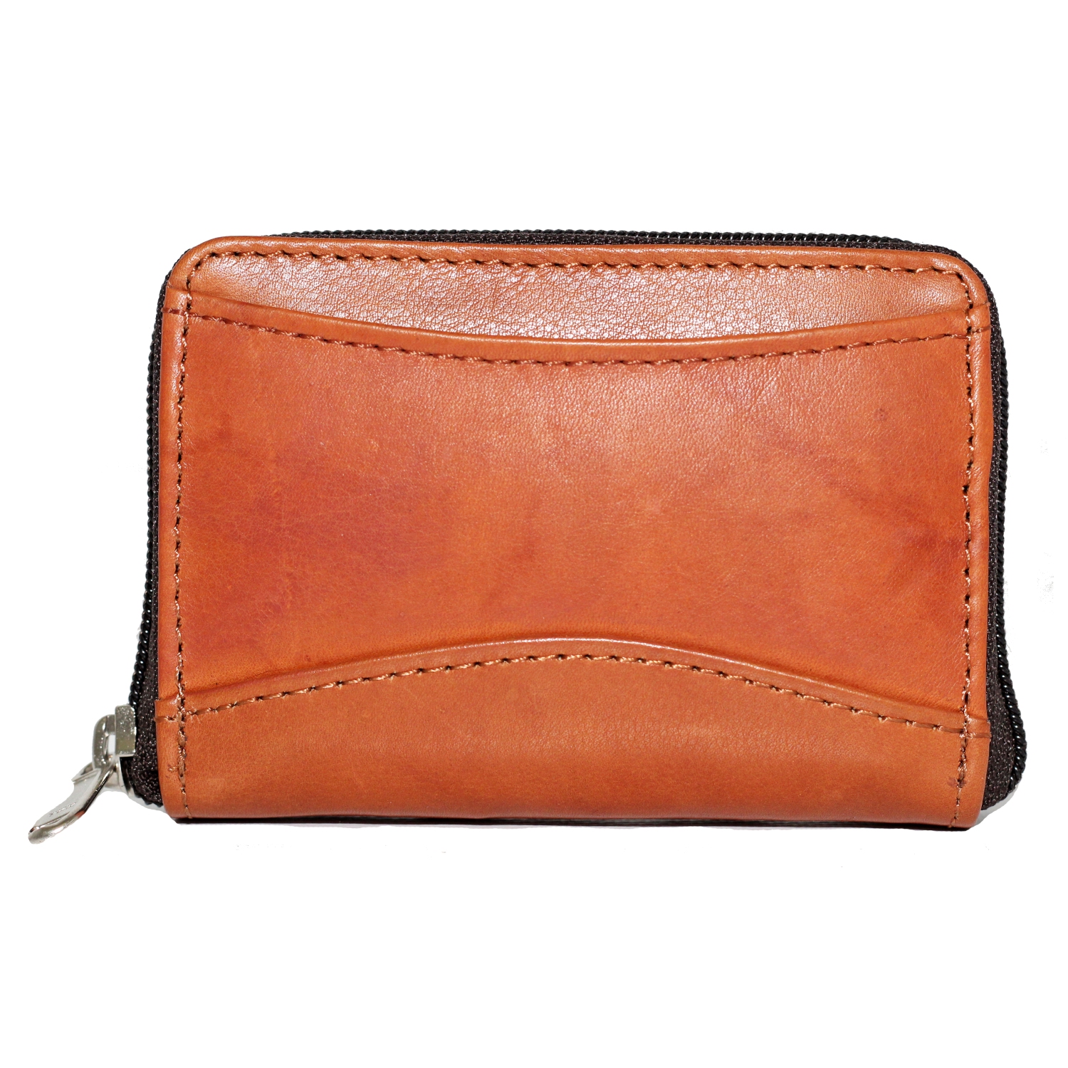 Ashlin Accordian Zippered Credit Card Case - Medium Brown