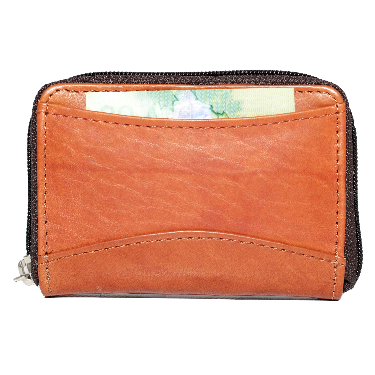 Ashlin Accordian Zippered Credit Card Case - Medium Brown