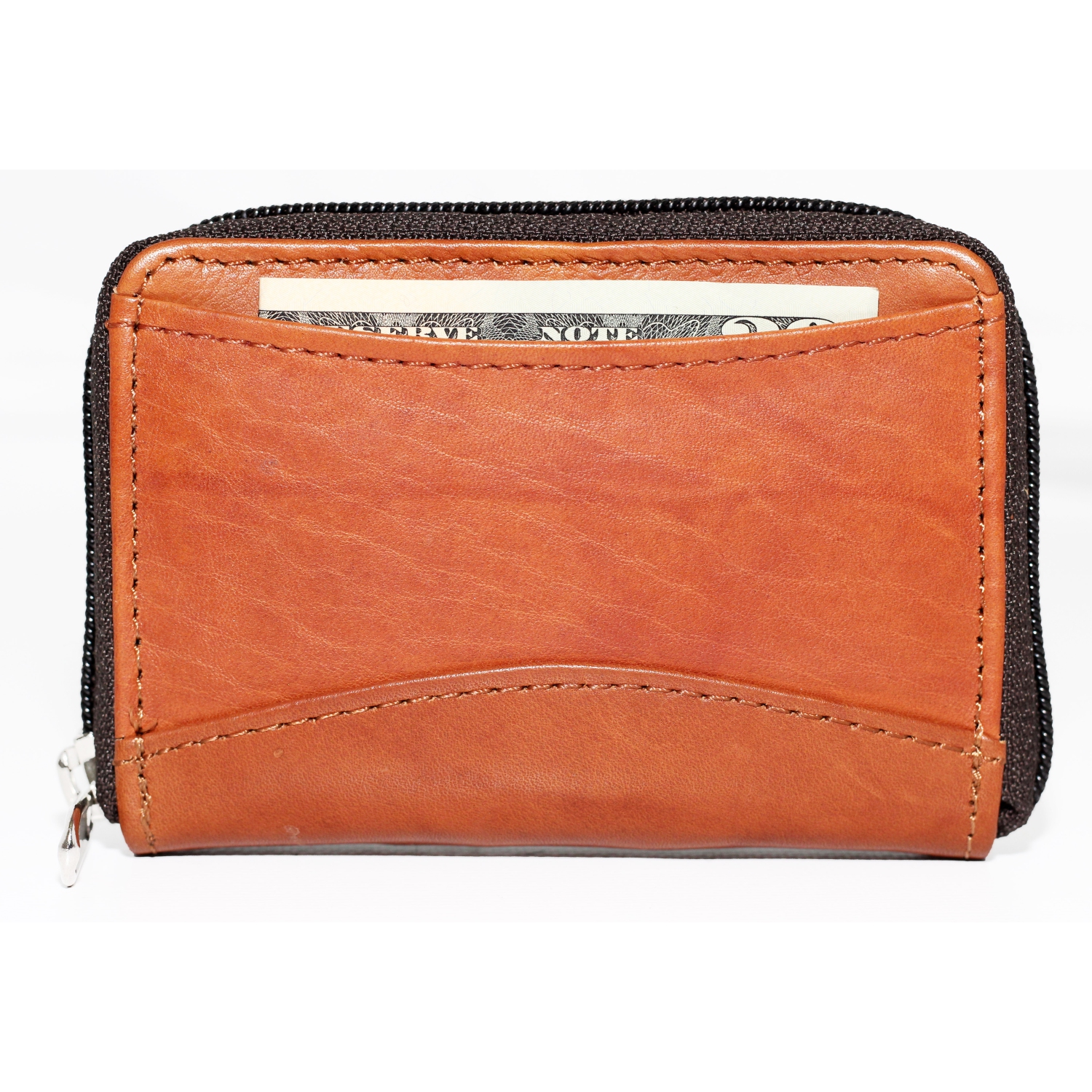 Ashlin Accordian Zippered Credit Card Case - Medium Brown