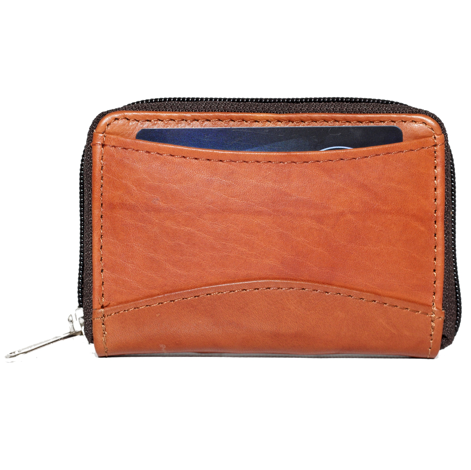 Ashlin Accordian Zippered Credit Card Case - Medium Brown