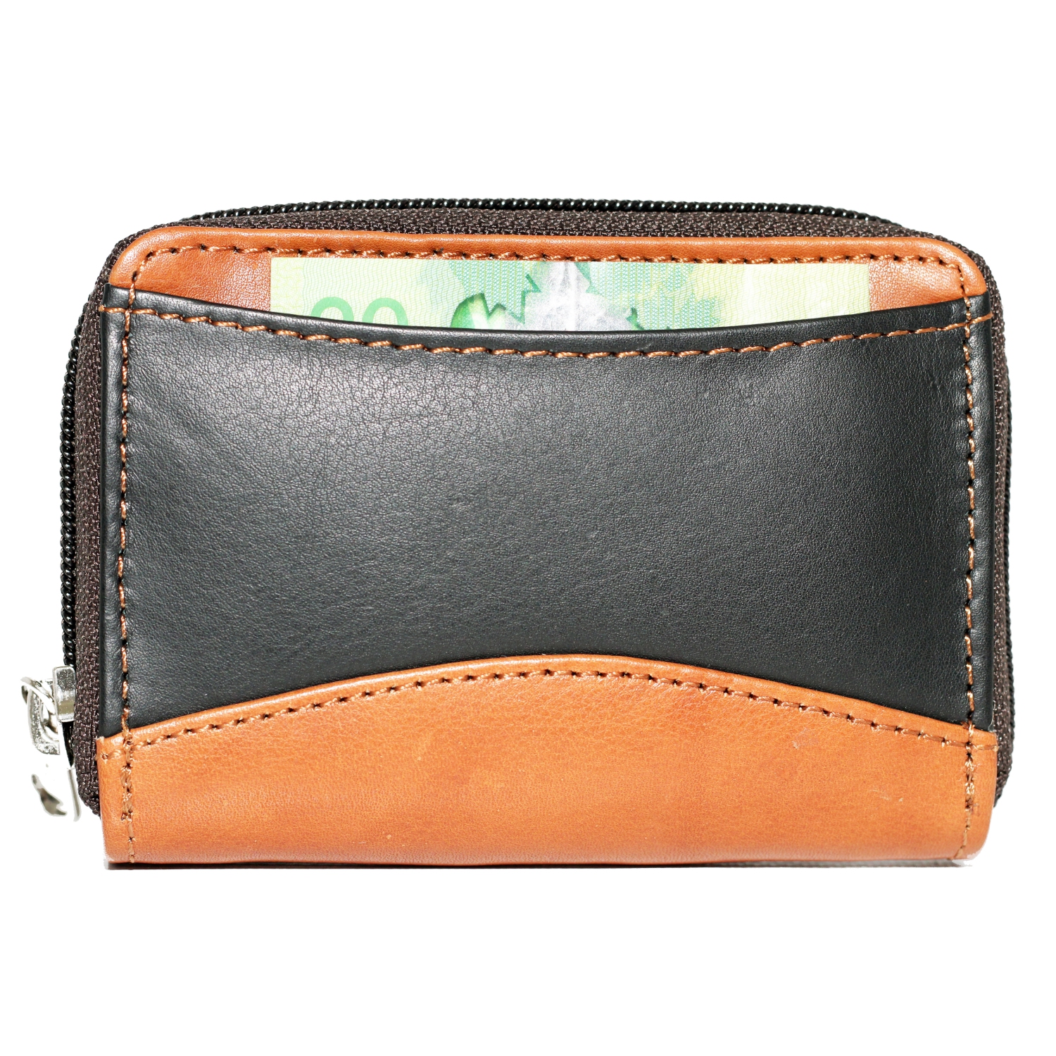 Étui à fermeture à glissière accordéon pour cartes de crédit d’Ashlin - Noir-brun