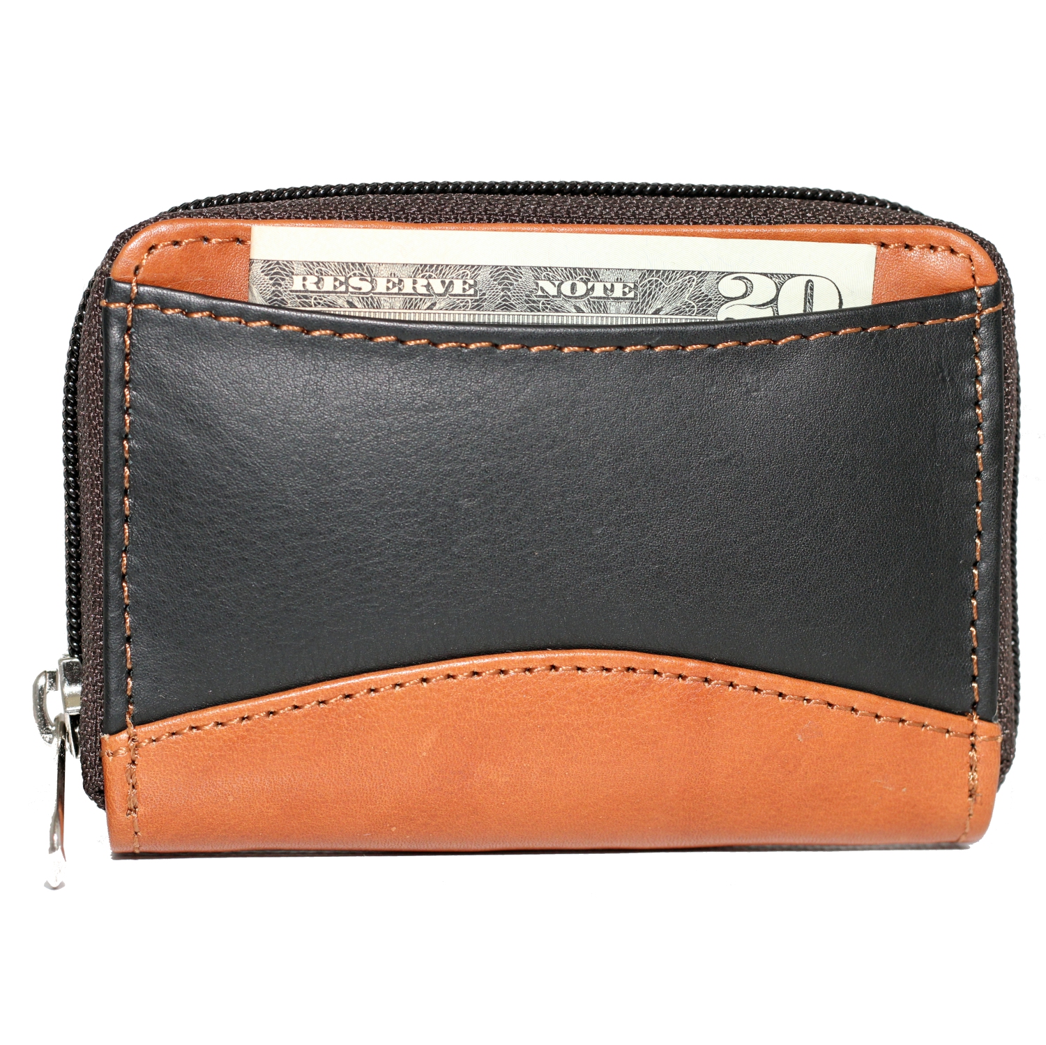 Étui à fermeture à glissière accordéon pour cartes de crédit d’Ashlin - Noir-brun