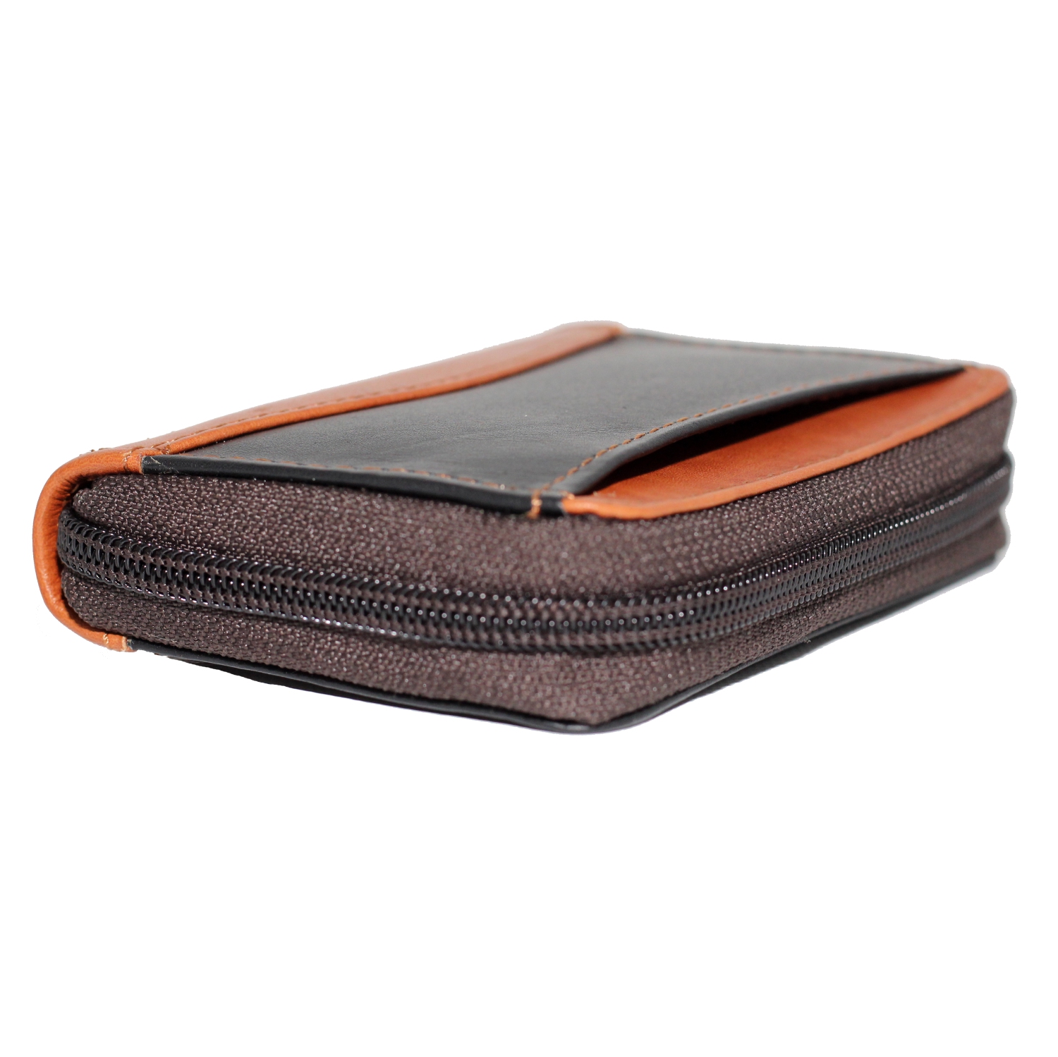 Étui à fermeture à glissière accordéon pour cartes de crédit d’Ashlin - Noir-brun