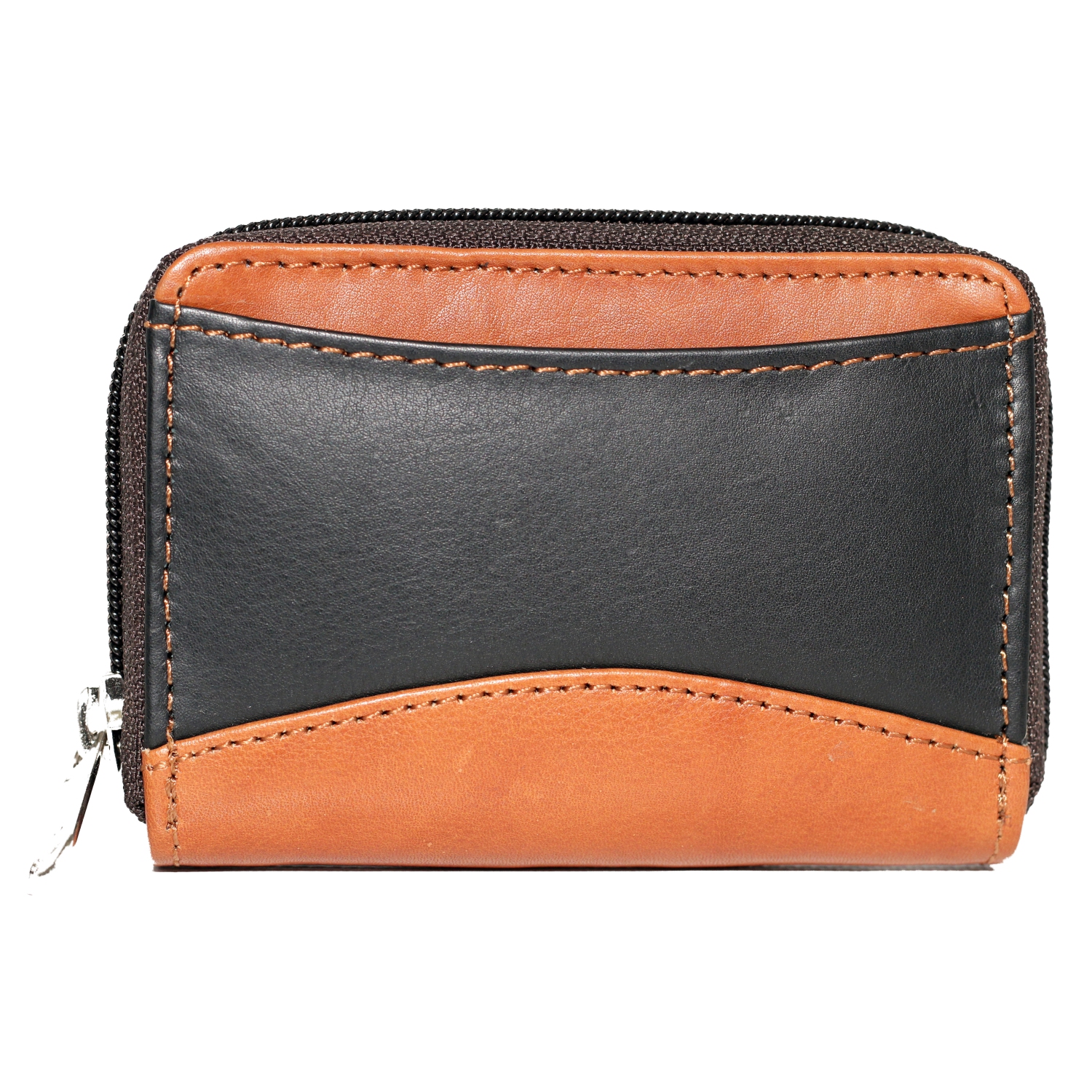 Étui à fermeture à glissière accordéon pour cartes de crédit d’Ashlin - Noir-brun