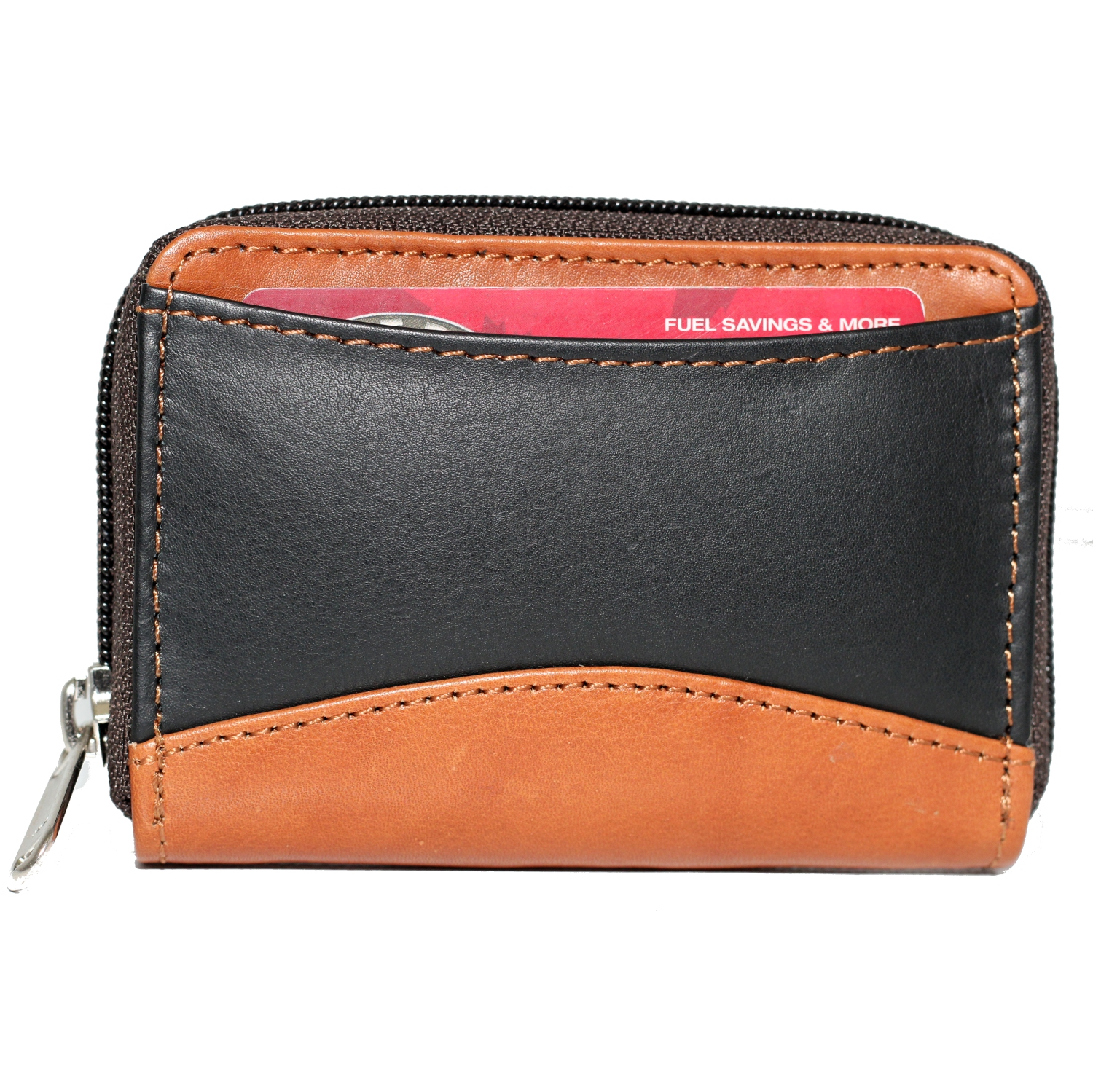 Étui à fermeture à glissière accordéon pour cartes de crédit d’Ashlin - Noir-brun