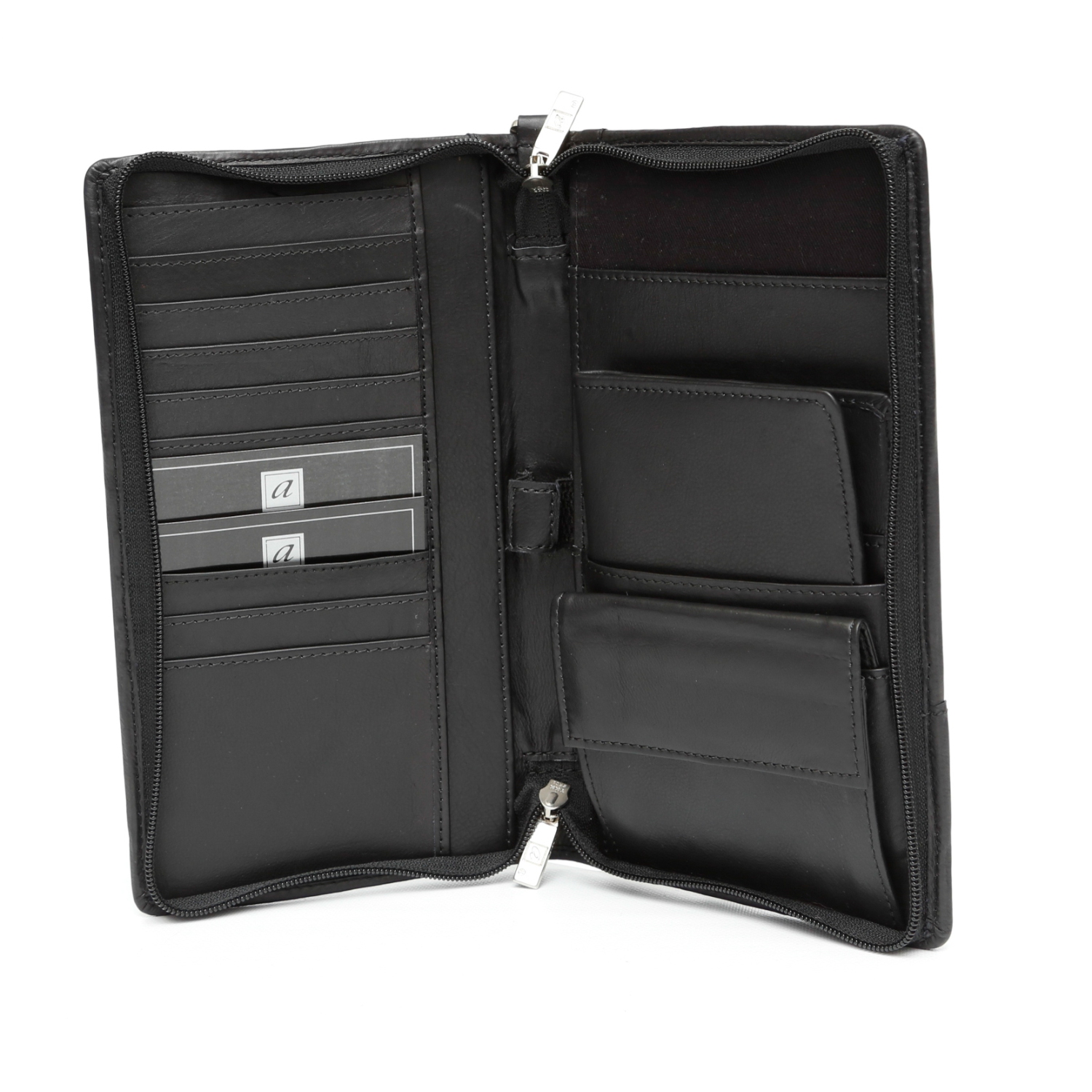 Ashlin Leather Travel Wallet/Passport Cover - Black