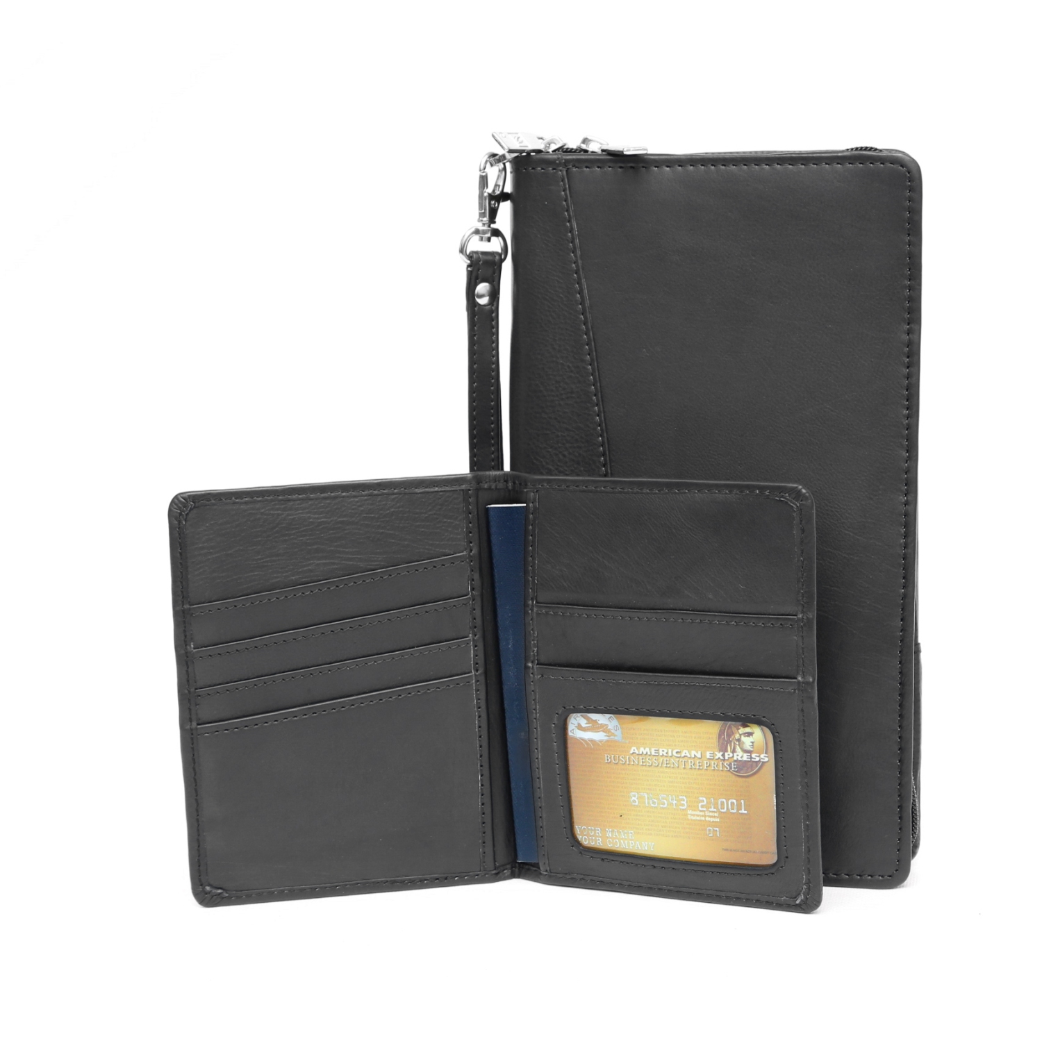 Ashlin Leather Travel Wallet/Passport Cover - Black