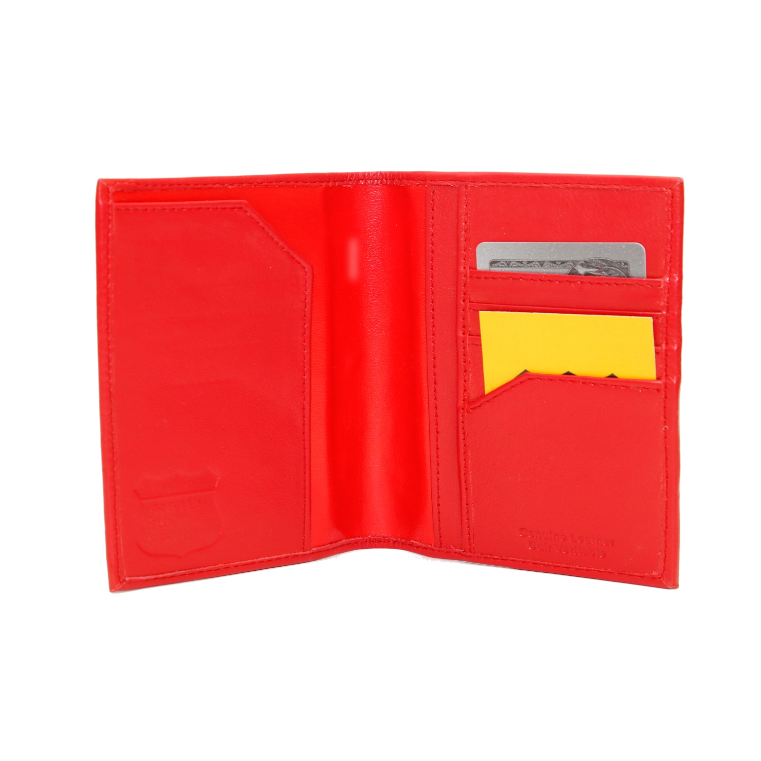 Porte-passeport à deux sections en cuir de vache naturel traité Amsterdam d’Ashlin - Rouge pompier